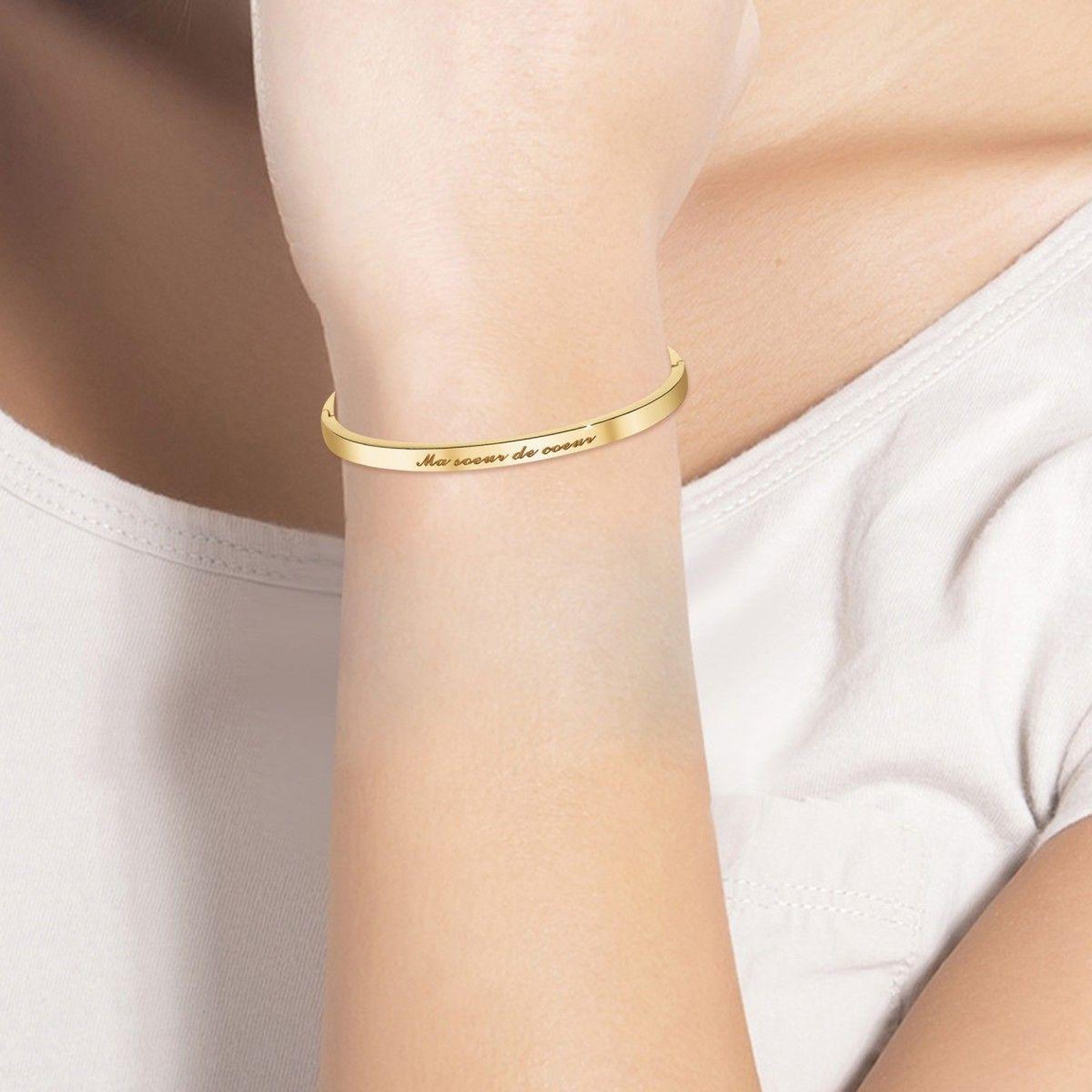 Voir la diapositive 2 : SC CRYSTAL Ma soeur de cœur - Bracelet SC Crystal en Acier Finement doré