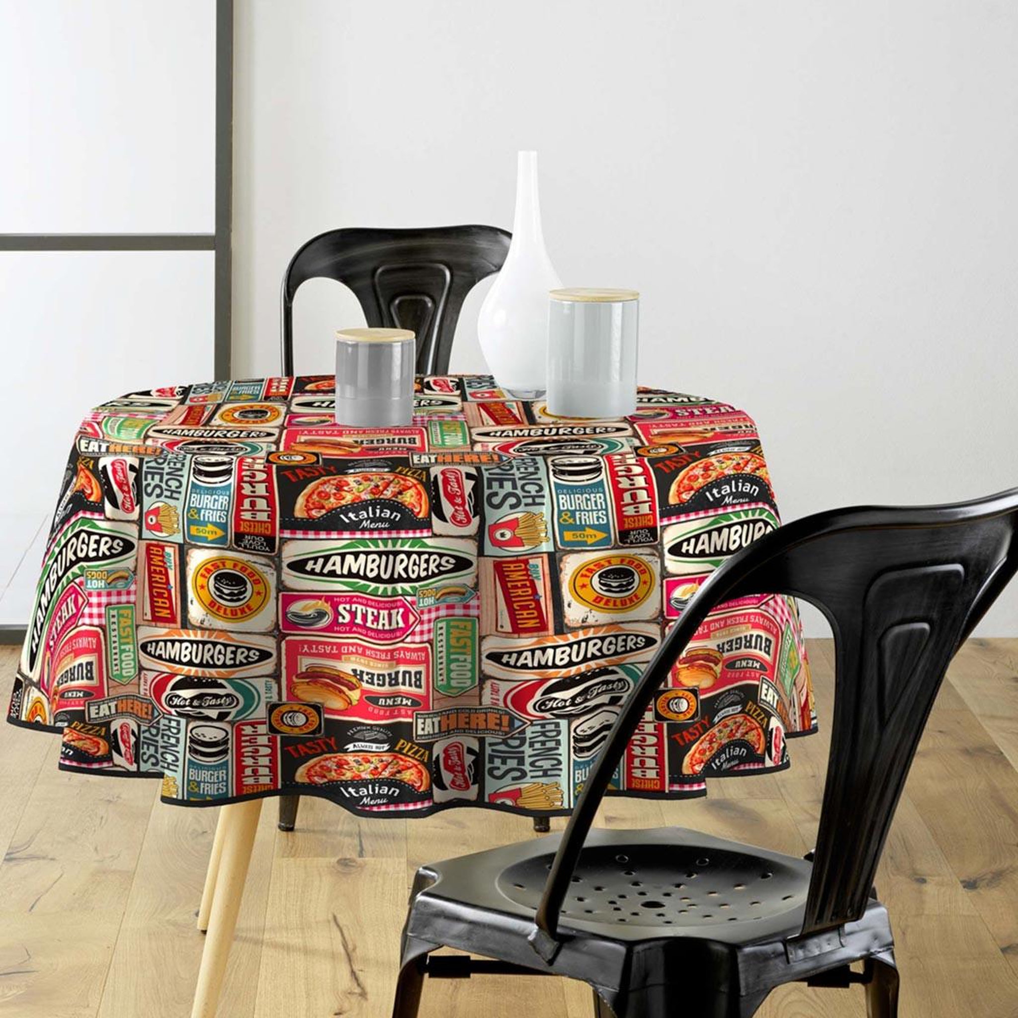 Voir la diapositive 4 : Douceur d'Intérieur Nappe toile cirée ronde  americano  160cm multicolore