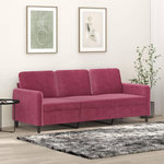 VIDAXL Canape a 3 places Rouge bordeaux 180 cm Velours