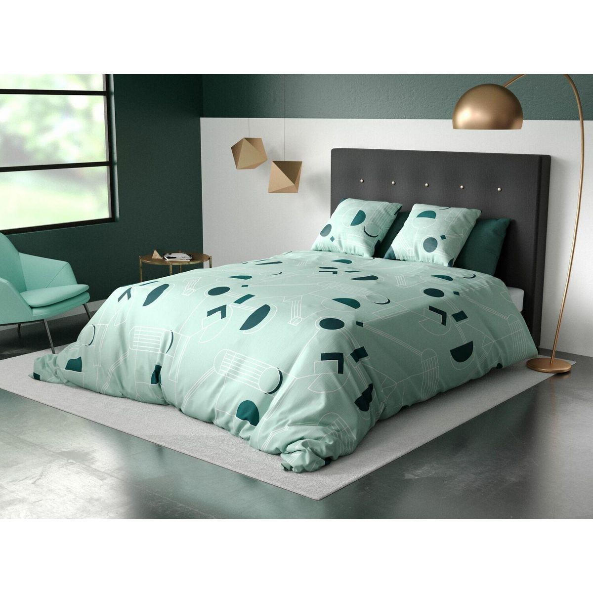 Les Ateliers du Linge Parure Housse De Couette 3pcs 260x240cm 100%microfibre 60gsm Hawak