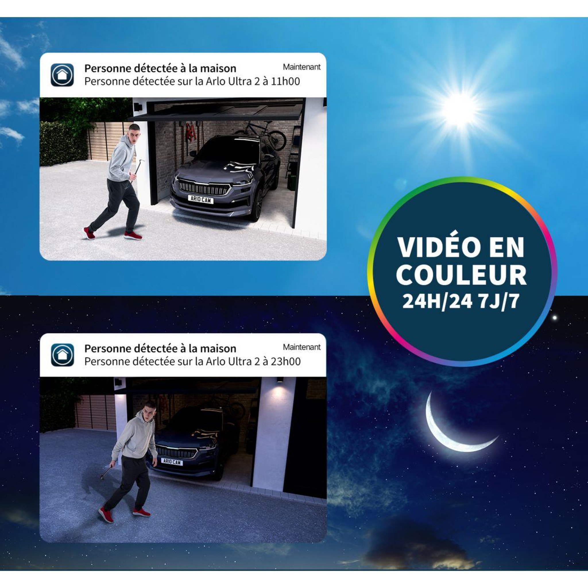 Voir la diapositive 5 : ARLO Caméra de surveillance extérieure noire Ultra 2