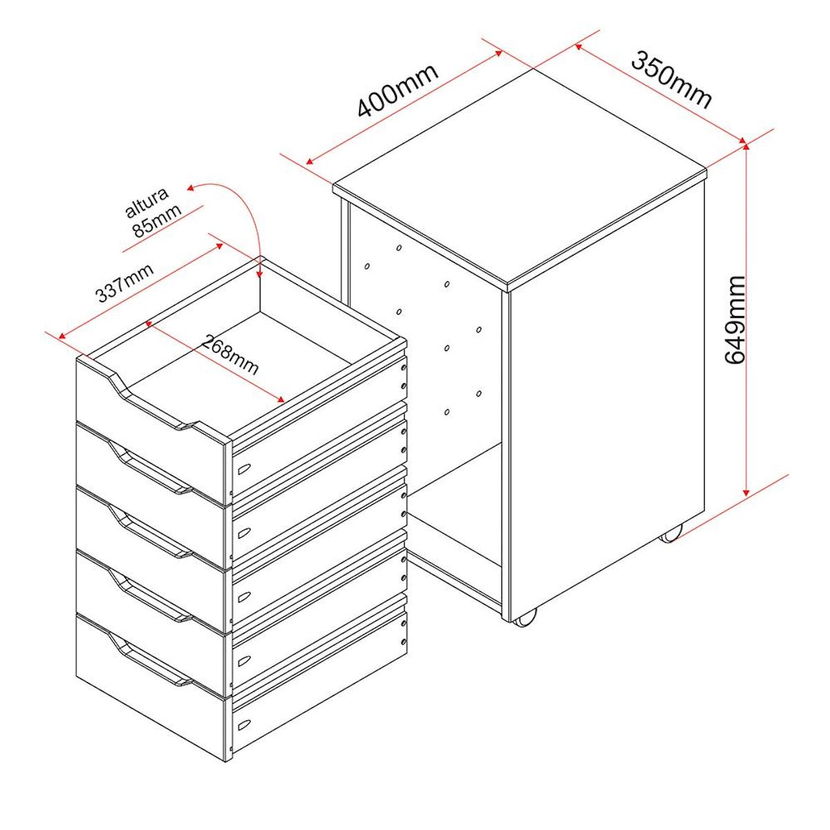 INTERLINK Caisson à roulettes NILS