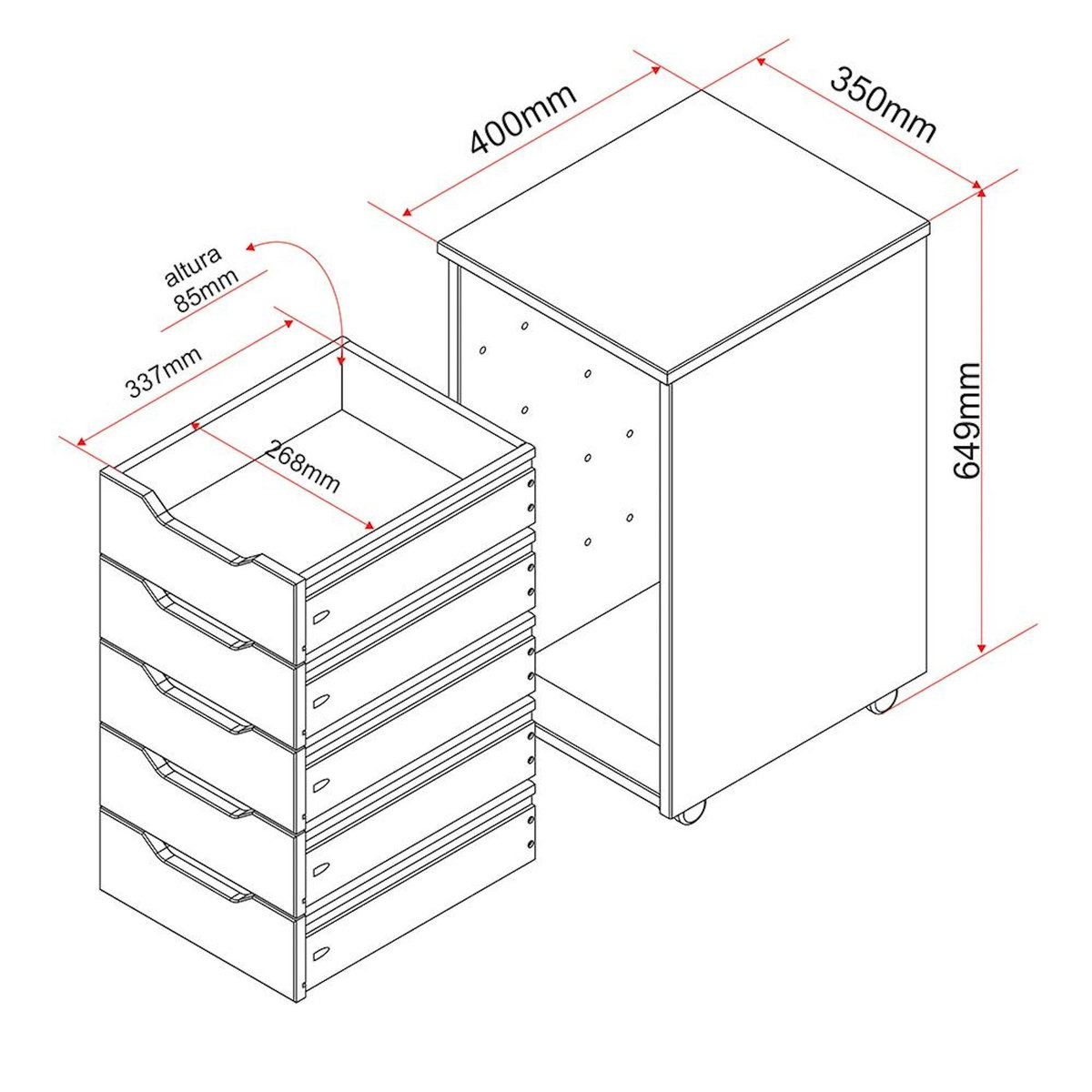 INTERLINK Caisson à roulettes NILS