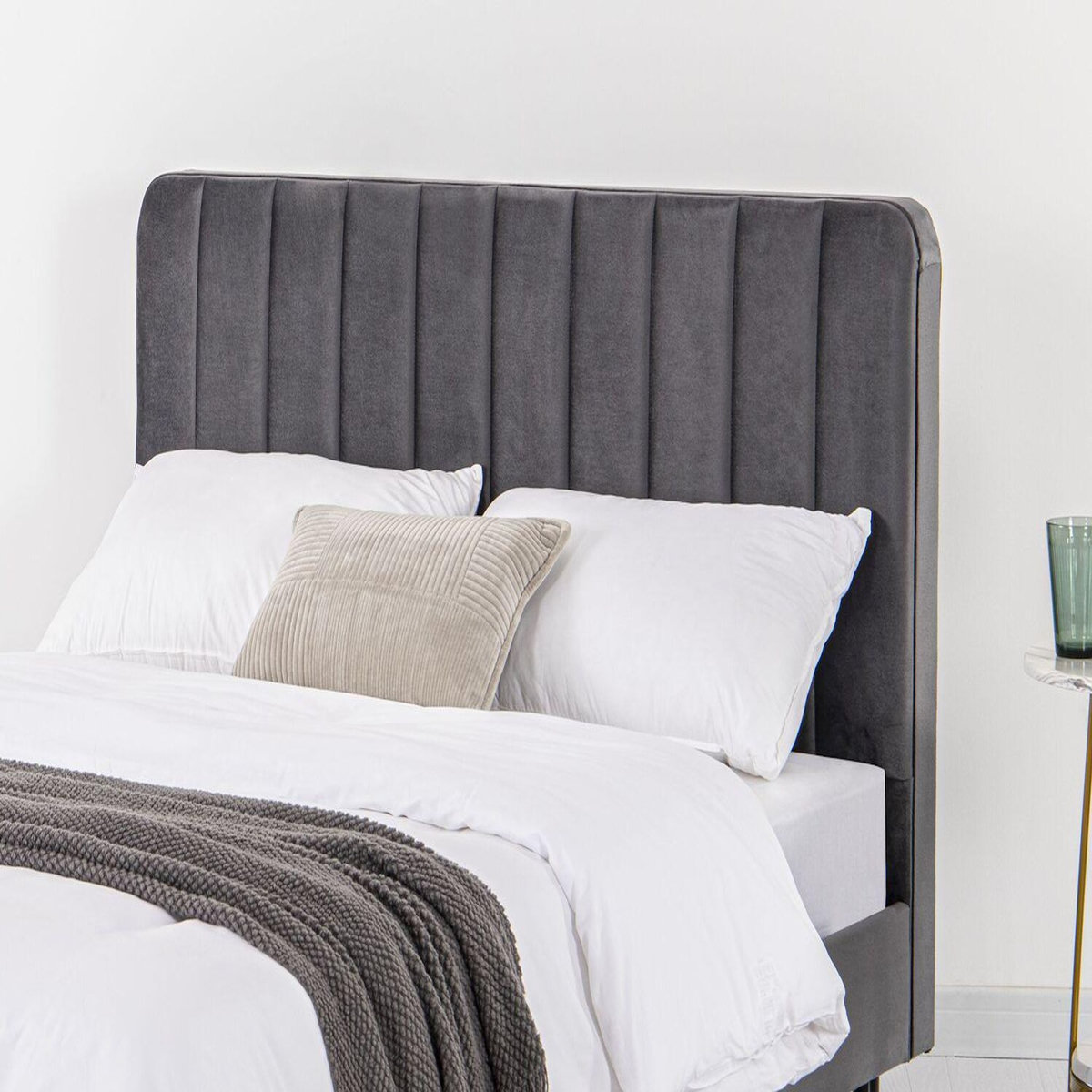 CONCEPT USINE Lit 160x200 cm en velours gris OXFORD