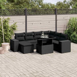VIDAXL Salon de jardin 8 pcs avec coussins noir resine tressee