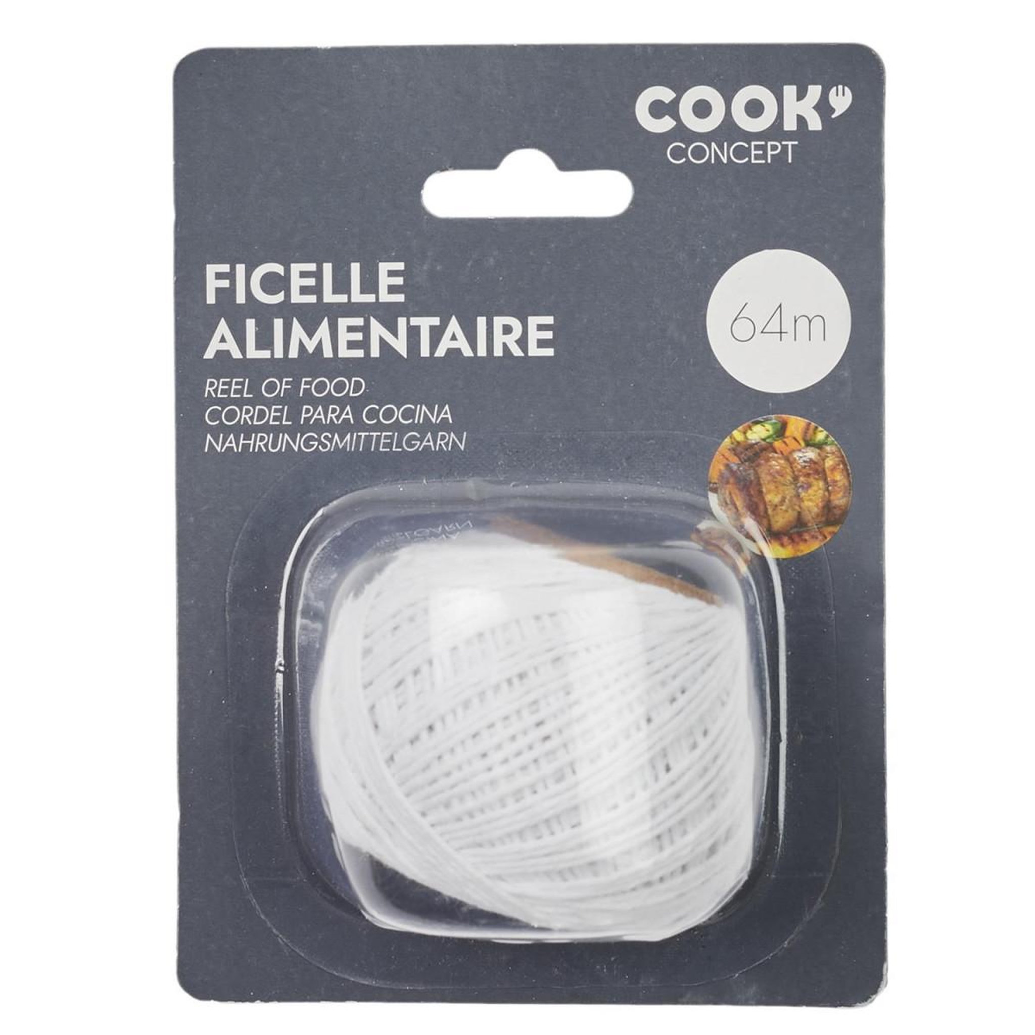 Voir la diapositive 2 : COOK CONCEPT Ficelle alimentaire  corde  64m blanc