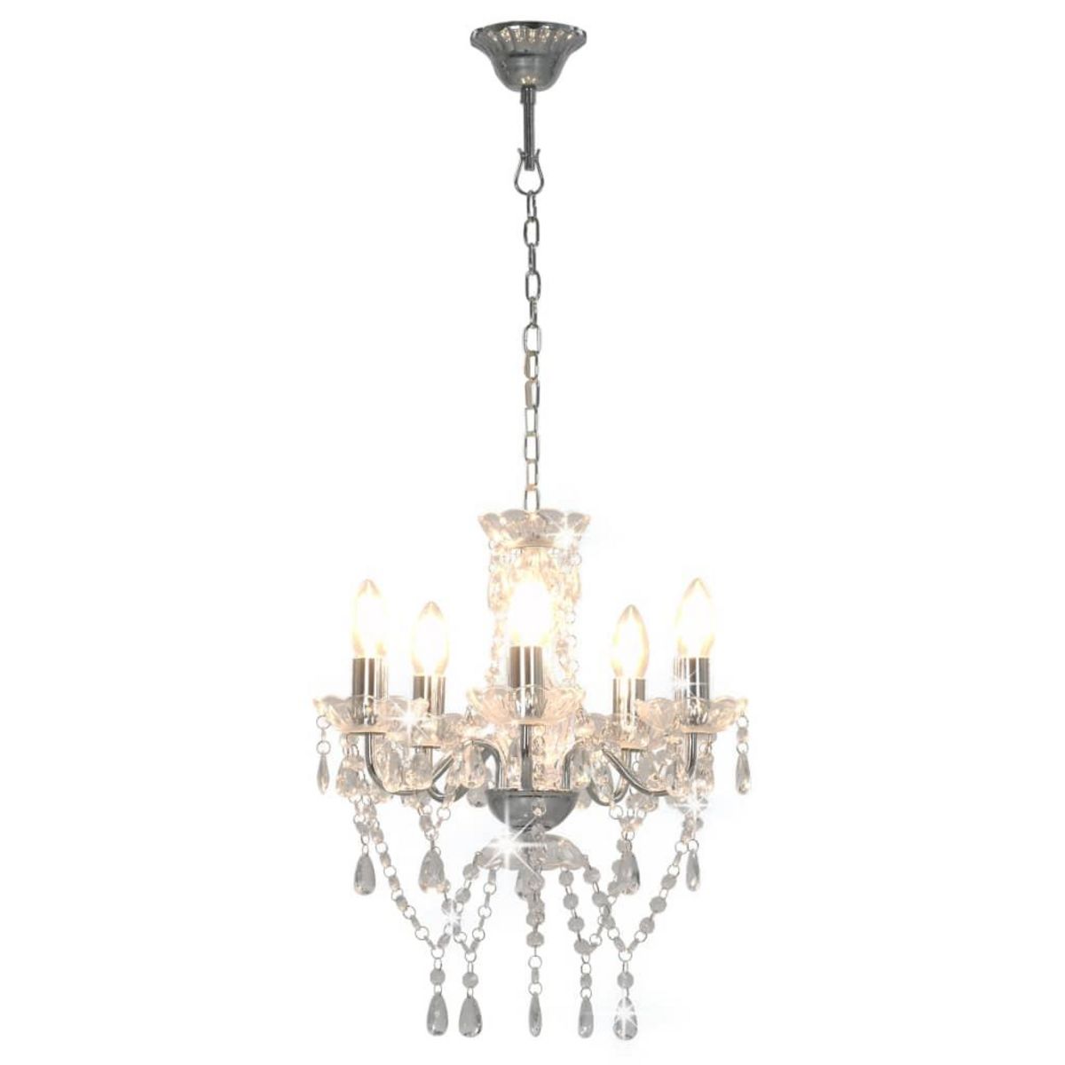 VIDAXL Lustre avec perles de cristal Argente Rond 5 x E14