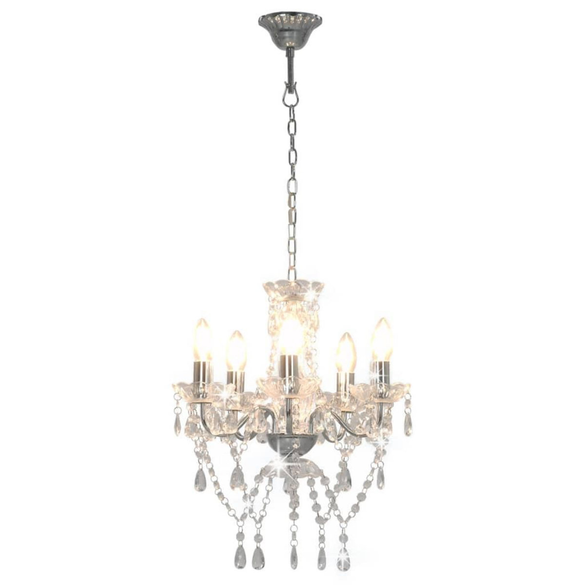 VIDAXL Lustre avec perles de cristal Argente Rond 5 x E14