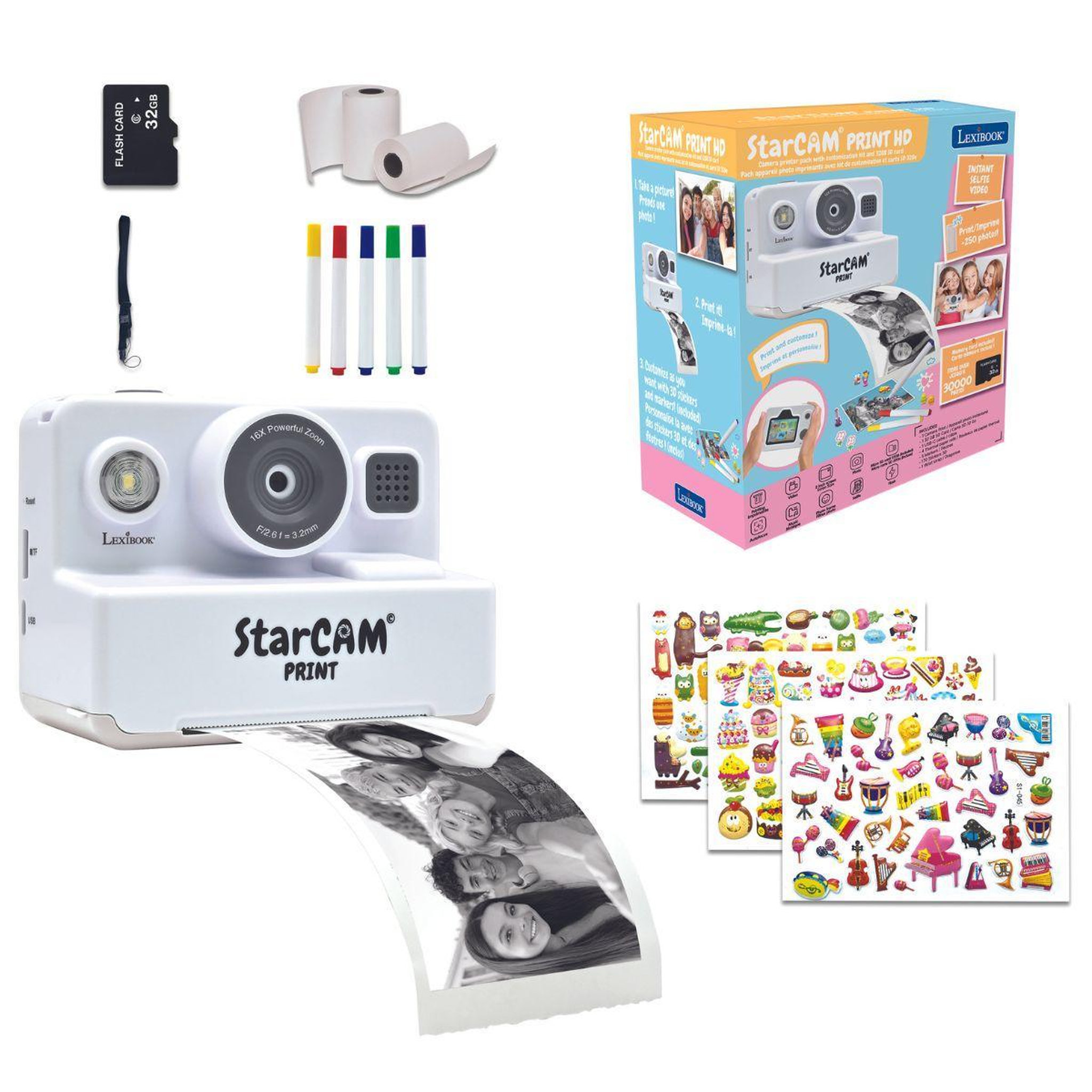 Voir la diapositive 3 : Lexibook Starcam Print Classic appareil photo numérique HD avec imprimante instantanée