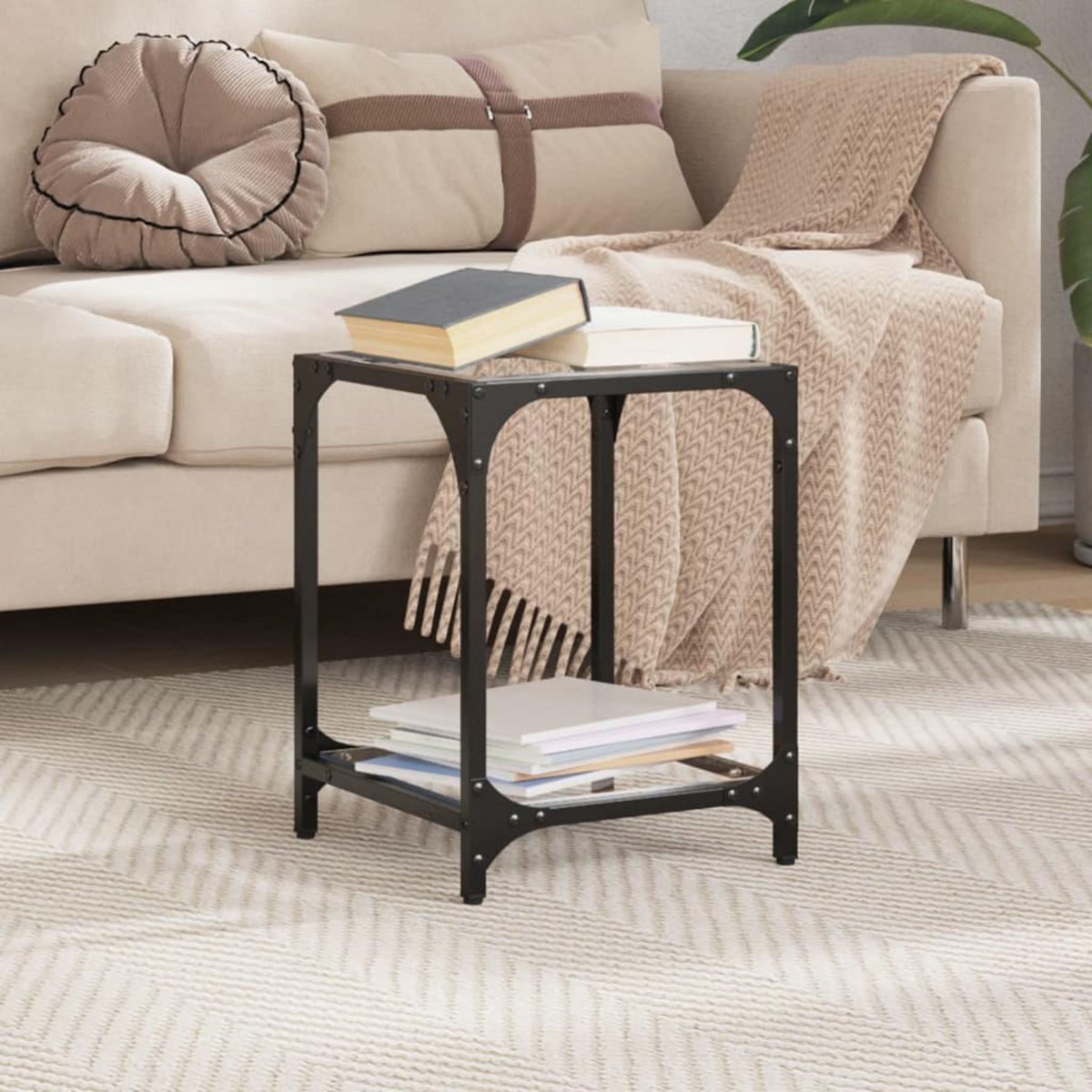 VIDAXL Table basse avec dessus en verre transparent 30x30x40 cm acier