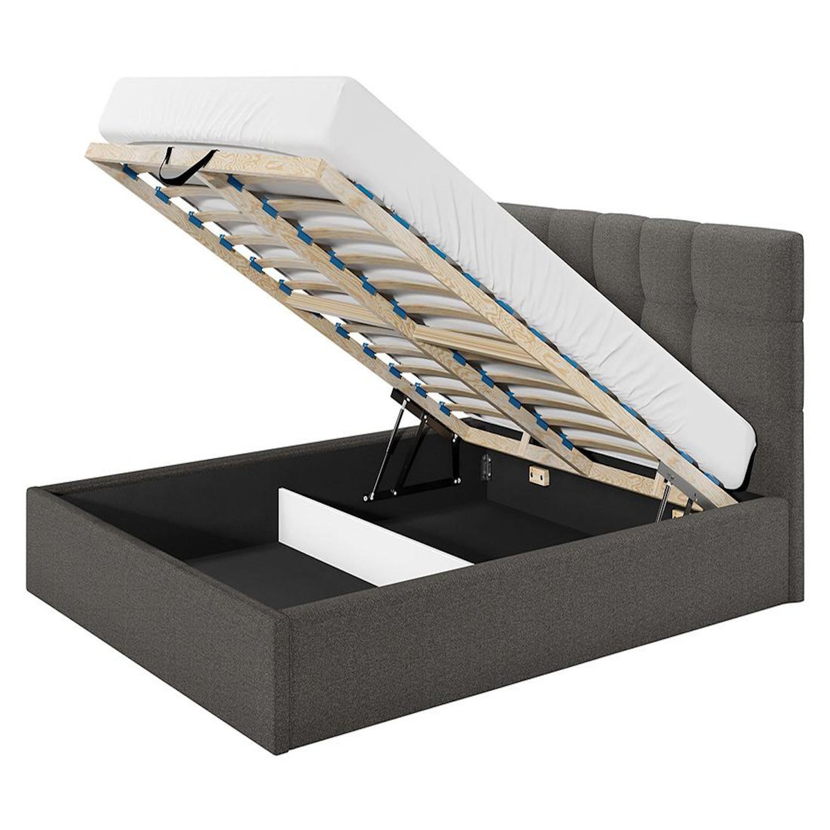 BEST MOBILIER Mael - lit coffre - 160x200 - en tissu - sommier inclus