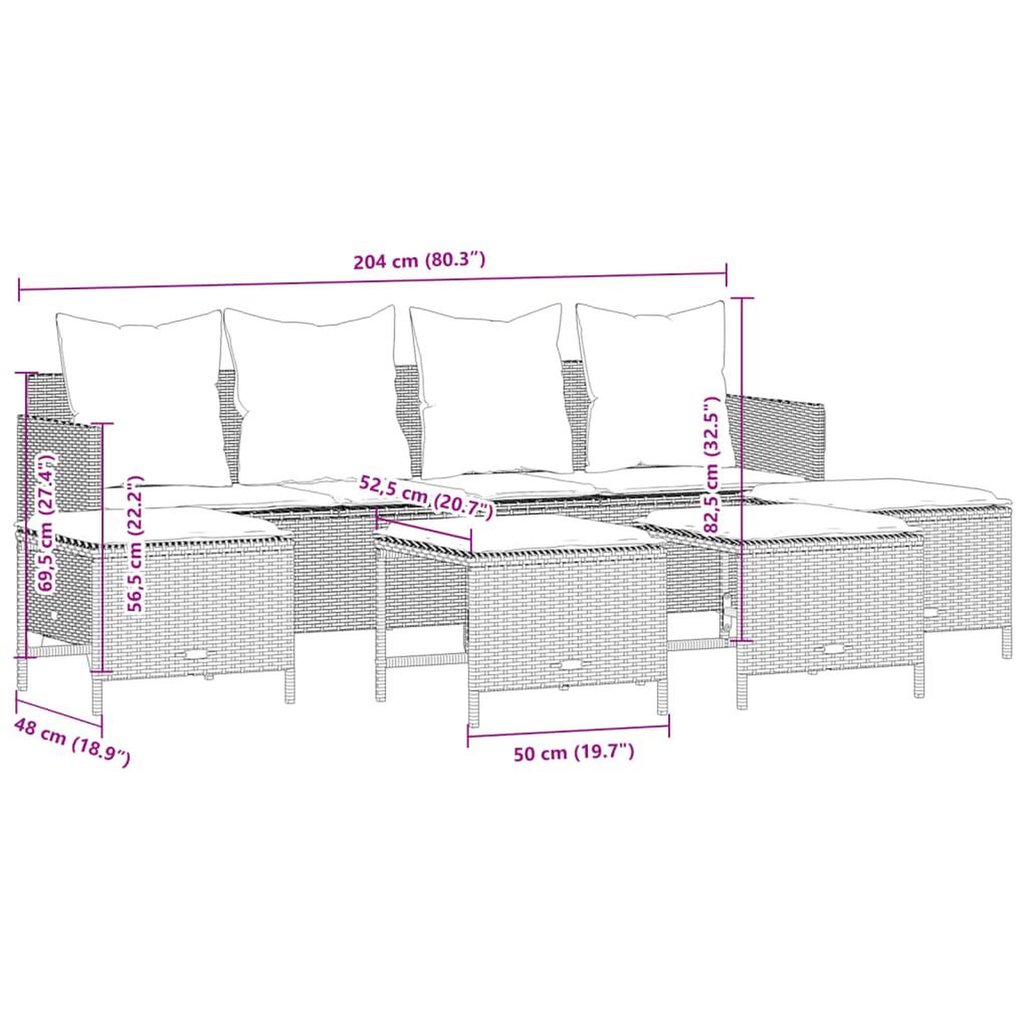 Voir la diapositive 6 : VIDAXL Salon de jardin avec coussins 5 pcs beige resine tressee