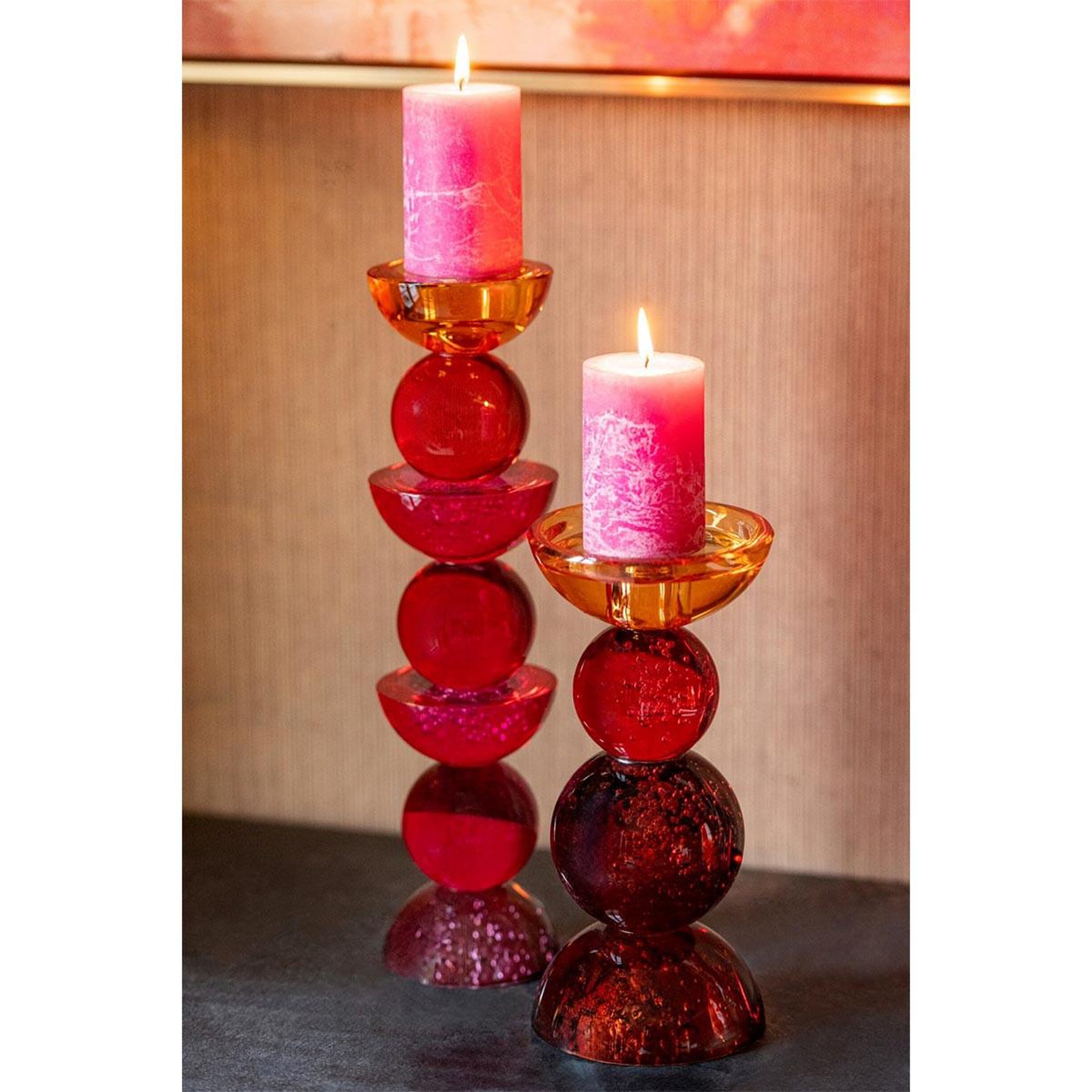 Voir la diapositive 4 : J-LINE Bougeoir Boules en Verre  Ilias  26cm Multicolore