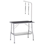 VIDAXL Table de toilettage reglable de chiens avec 2 boucles et panier