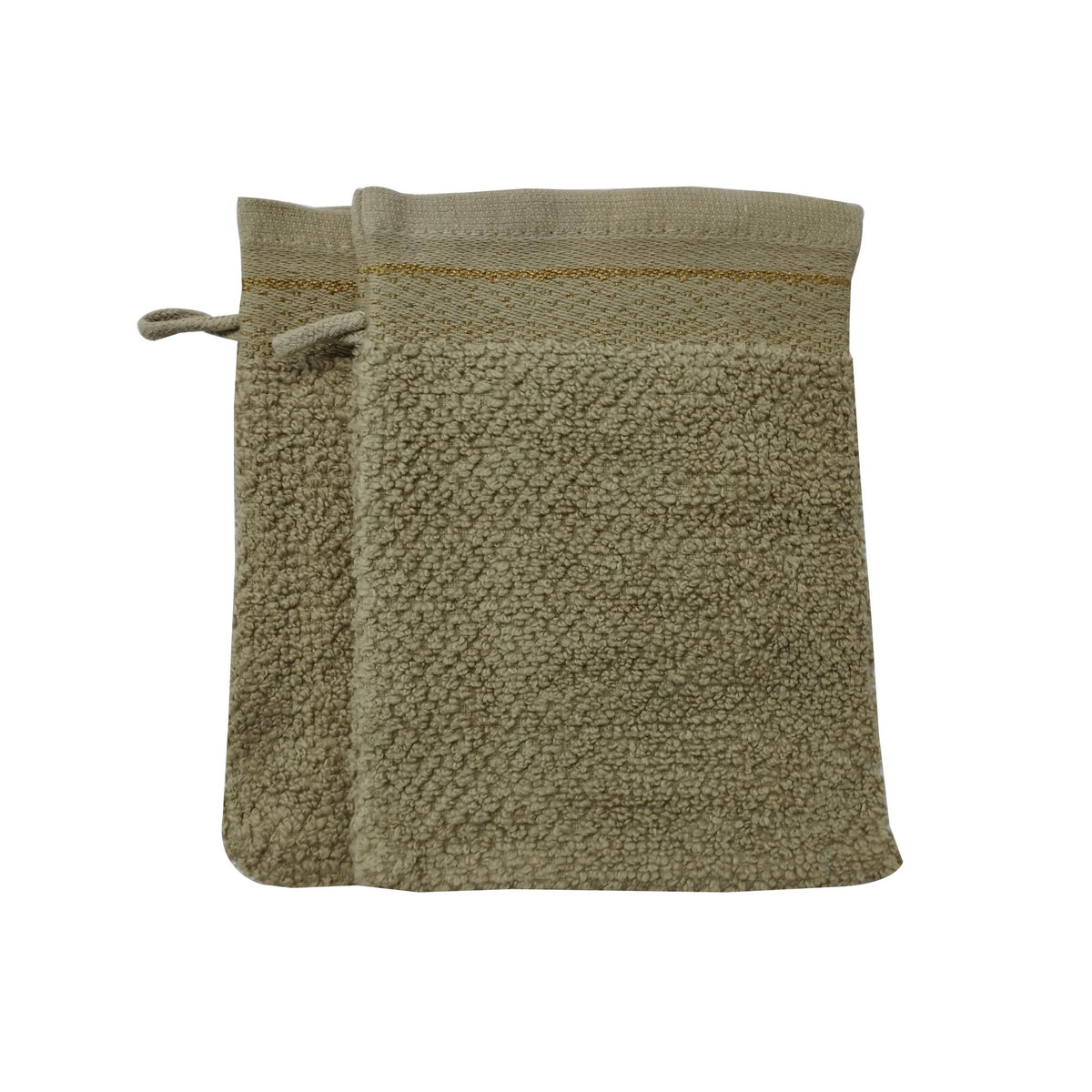 ACTUEL Lot de 2 gants de toilette uni en coton qualité zéro twist 500 g/m² 