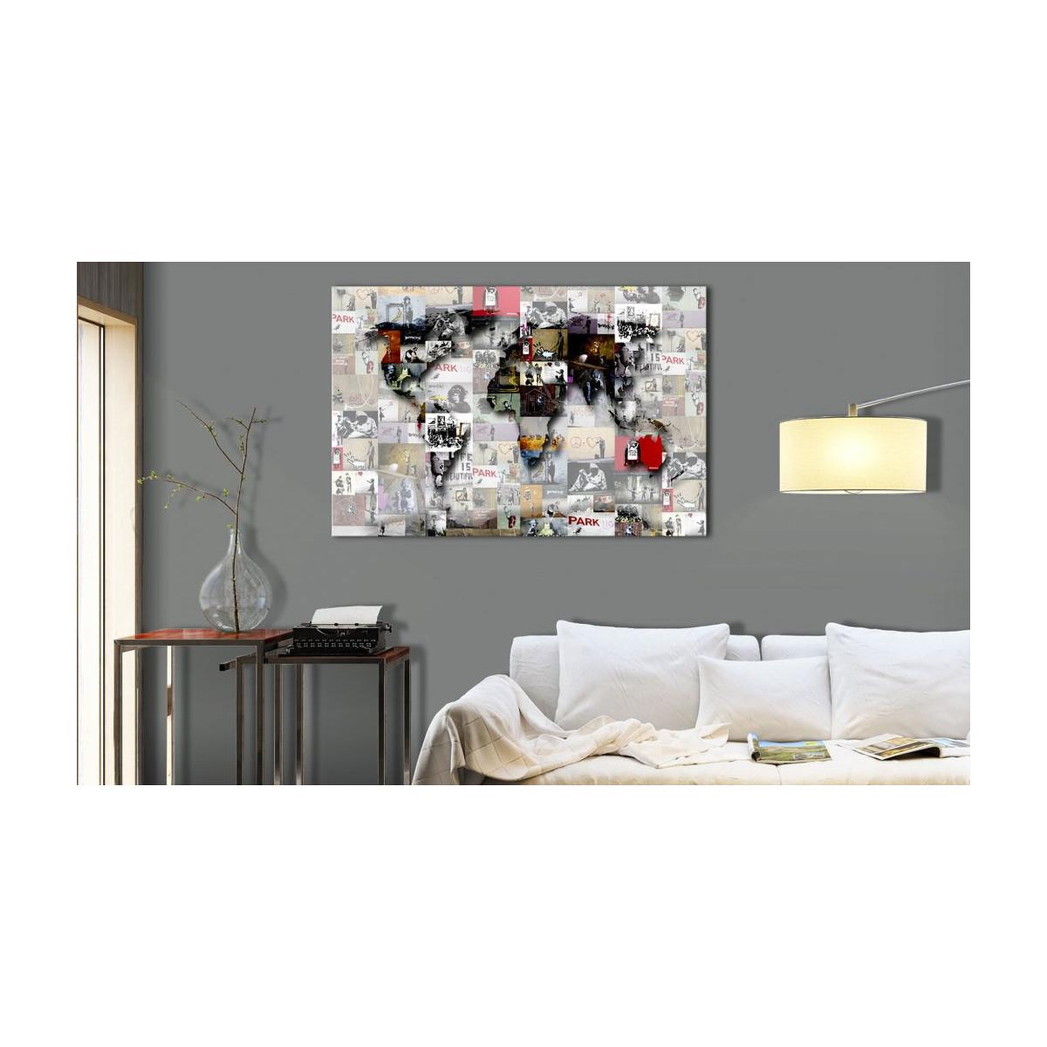 Voir la diapositive 2 : Paris Prix Tableau imprimé  map - banksy inspiration