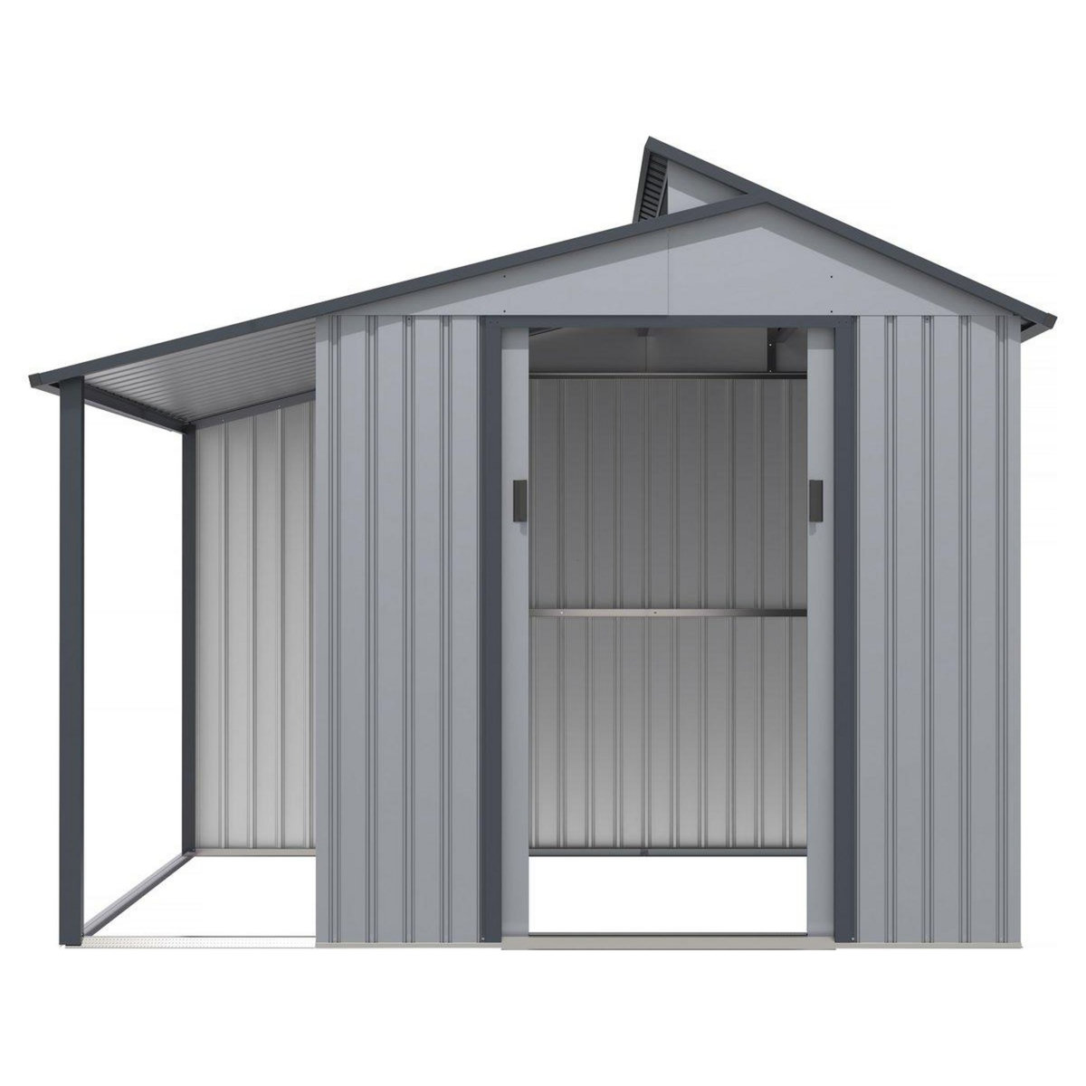 Habitat et Jardin Abri de jardin métal avec pergola  Madras  - 5.64 m² - 193 x 292 x 229 cm - Gris