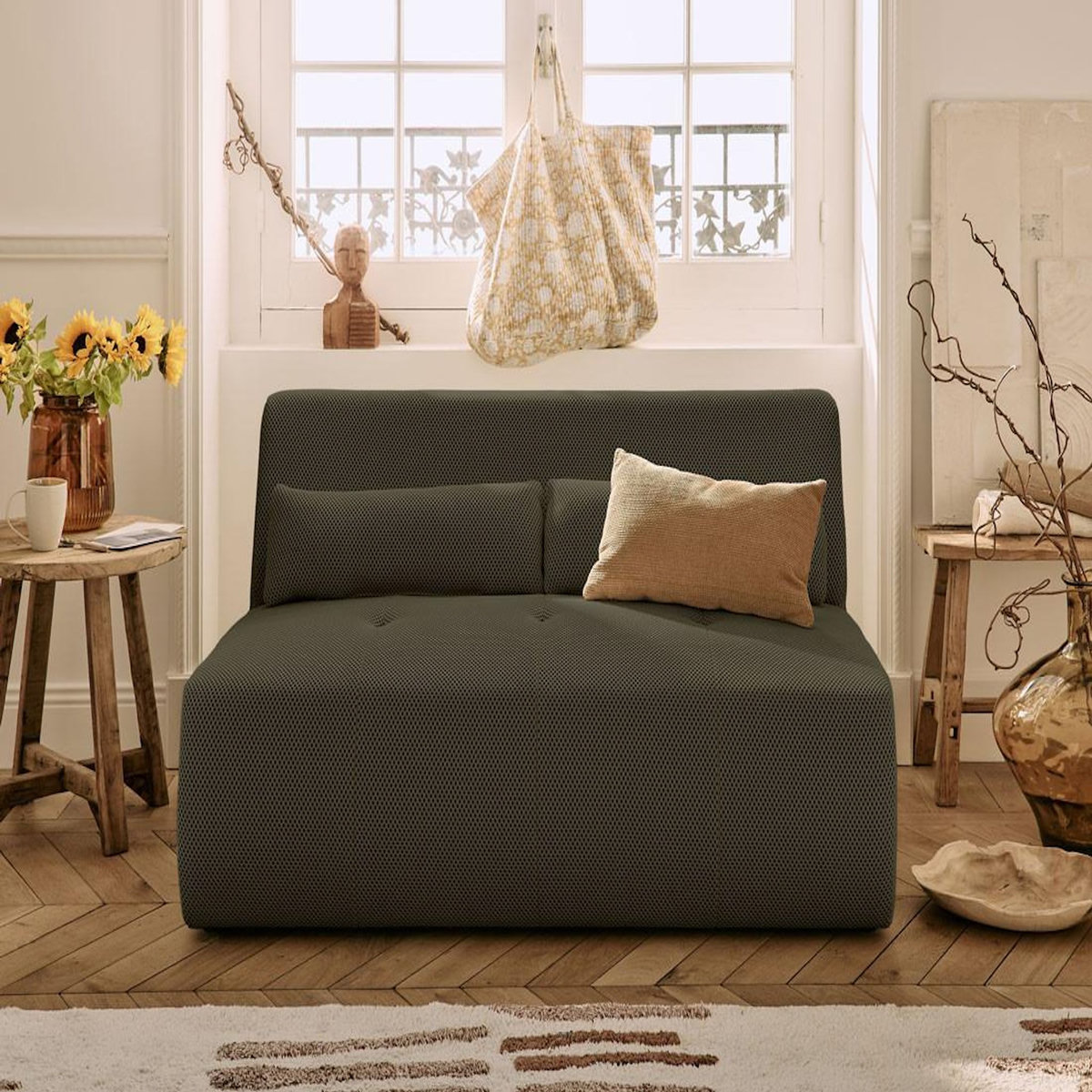 LISA DESIGN Onyx - canapé droit 2 places - en tissu mailles 3d