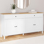 Voir la diapositive 2 : ID MARKET Buffet 160cm ACHILLE 4 portes et 2 tiroirs blanc et plateau bois