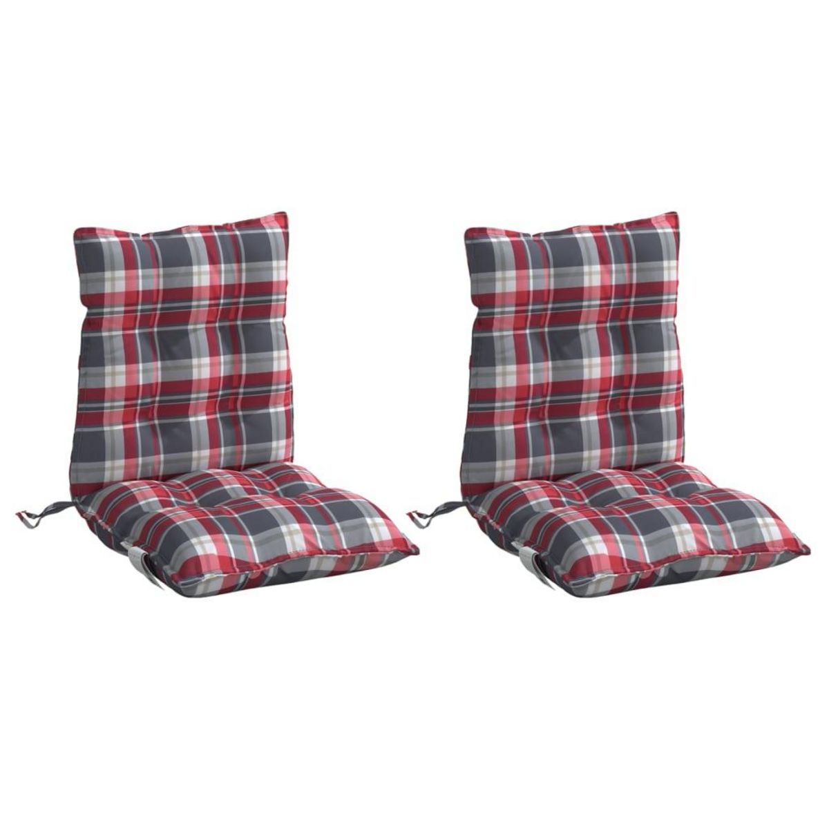 VIDAXL Coussins de chaise a dossier bas lot de 2 motif carreaux rouge