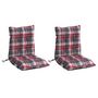 Voir la diapositive 3 : VIDAXL Coussins de chaise a dossier bas lot de 2 motif carreaux rouge