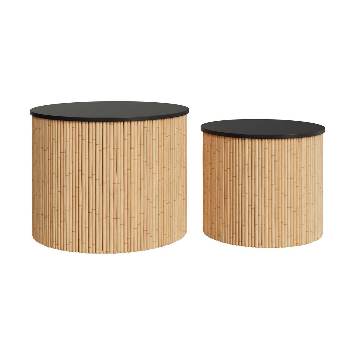 Rendez vous déco Tables basses rondes en rotin et plateau blanc (lot de 2) - Owan