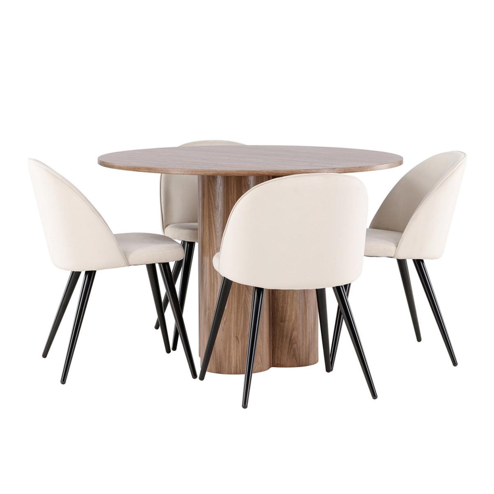 Paris Prix Ensemble table à manger & 4 chaises  olivia & velvet  110cm marron & beige