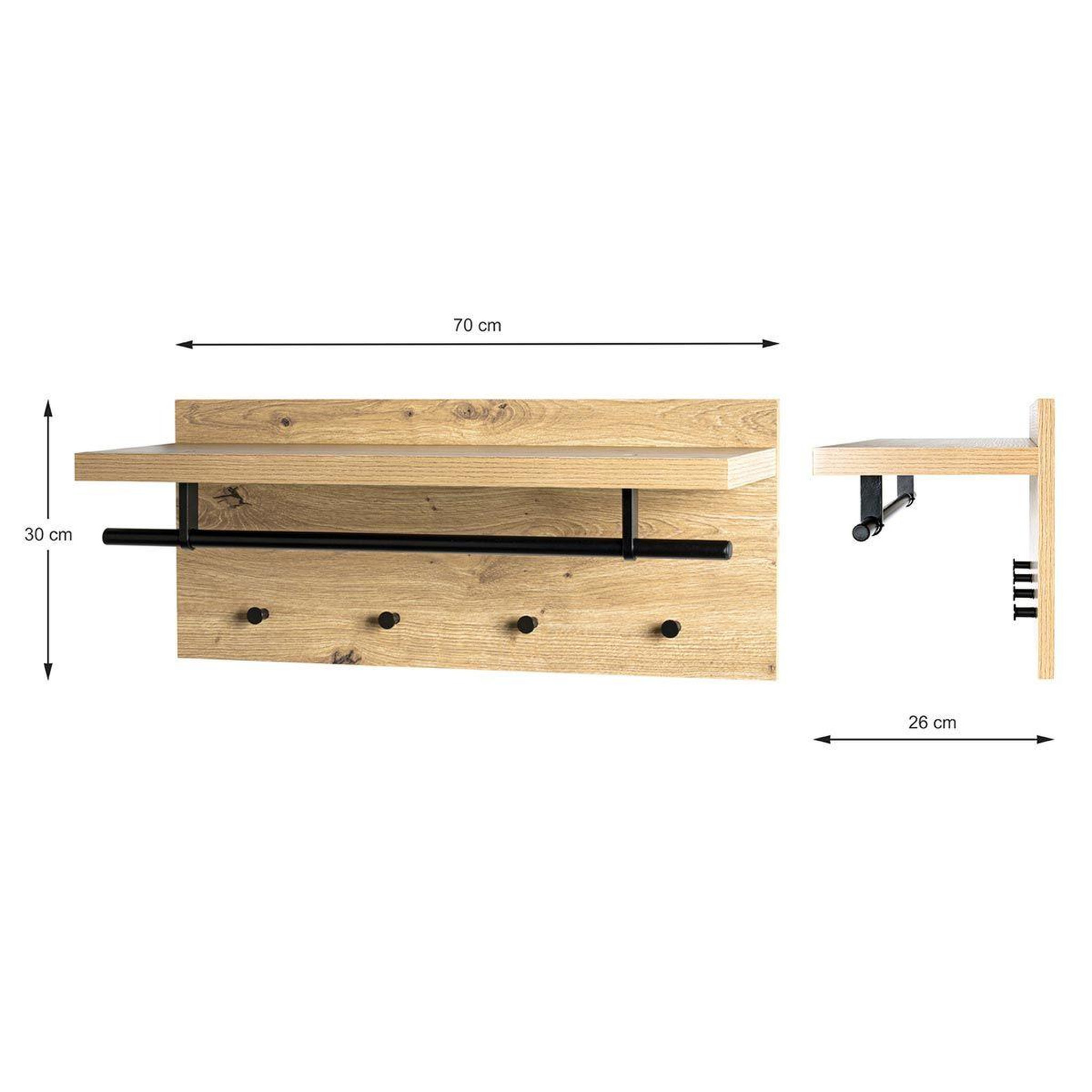Voir la diapositive 5 : Paris Prix Patère murale design  lemina  70cm chêne & noir