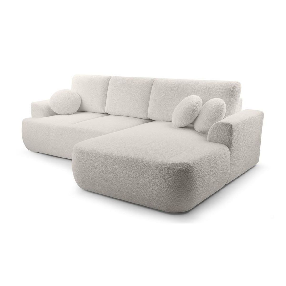 BEST MOBILIER Candela - canapé d'angle droit 4 places - convertible avec coffre - en tissu bouclette