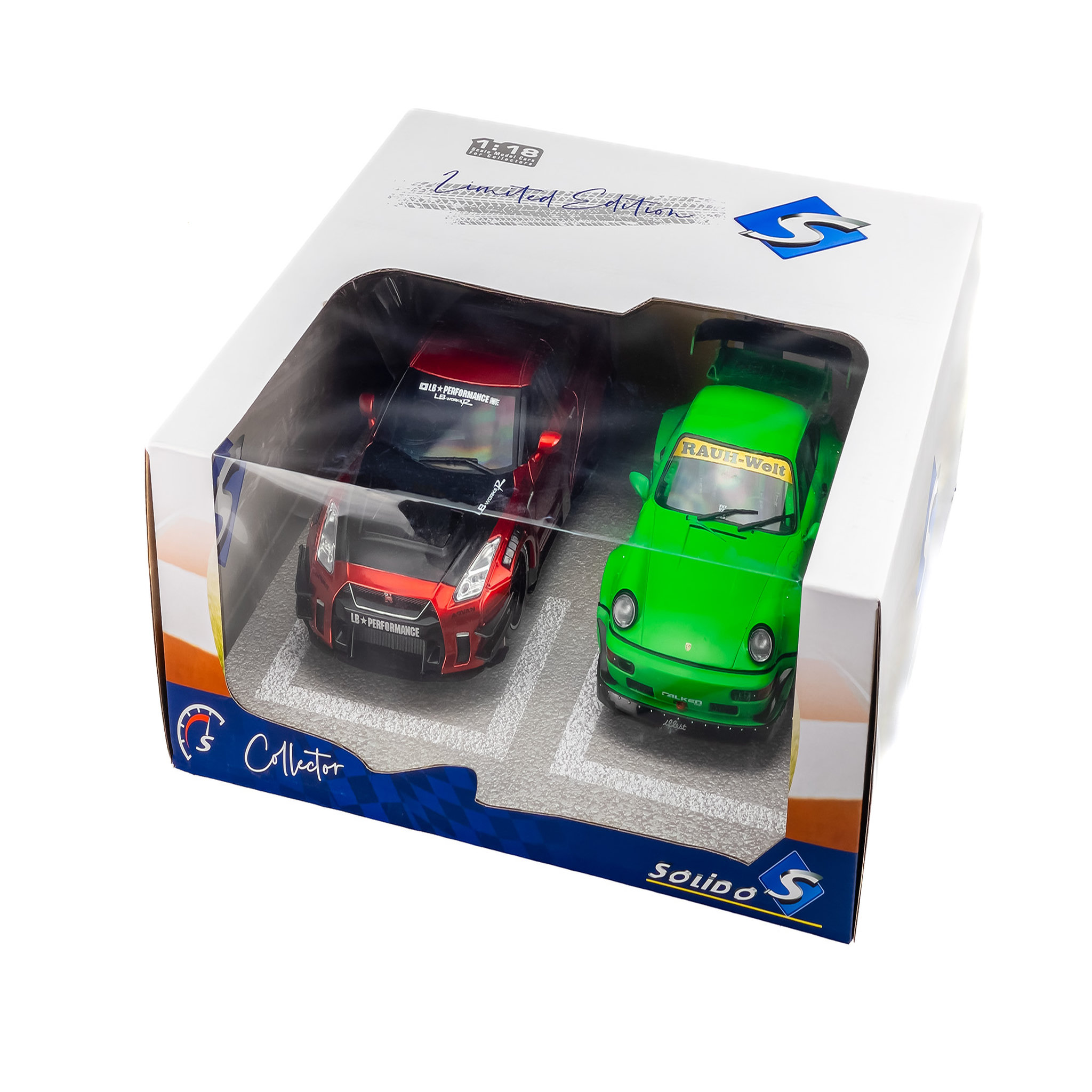 Voir la diapositive 4 : SOLIDO Pack Véhicules 1/18 RWB 964 Errabareshi Mono et Nissan Skyline (R35)