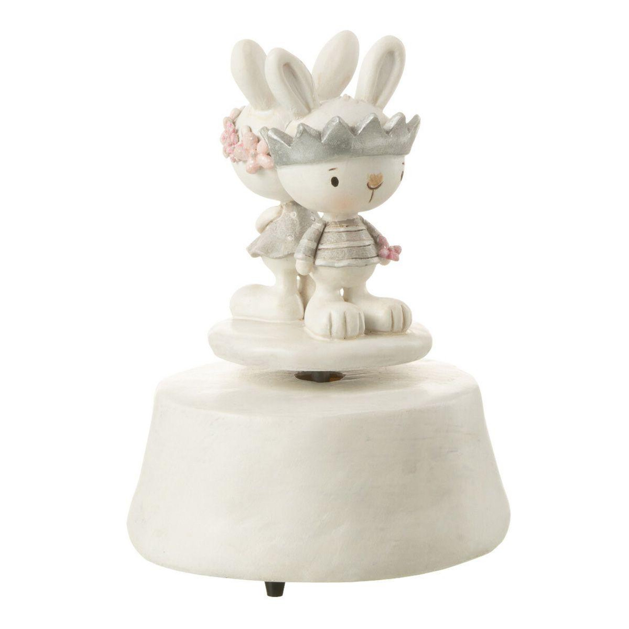 Voir la diapositive 2 : J-LINE Boîte à musique enfant  lapins couronne  14cm multicolore