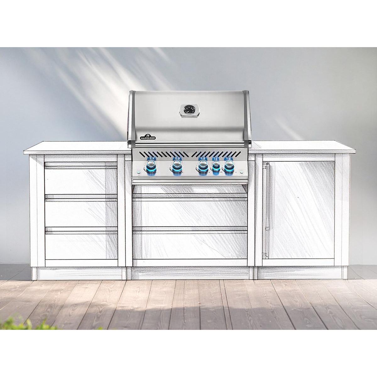 NAPOLEON Barbecue à gaz encastrable Prestige Pro 500 inox 3 brûleurs + Sizzle Zone + brûleur arrière - Napoleon