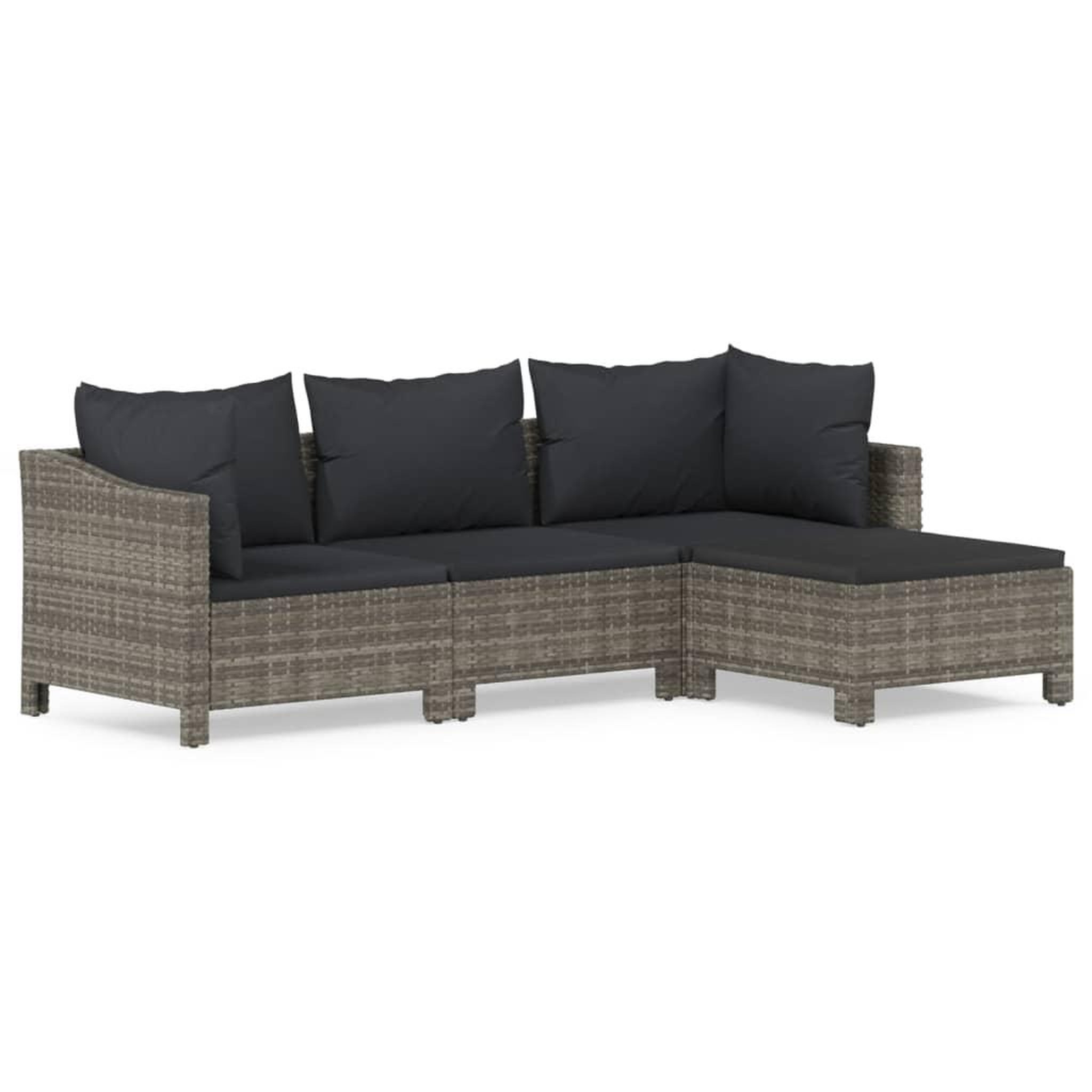 Voir la diapositive 2 : VIDAXL Salon de jardin 4 pcs avec coussins Gris Resine tressee