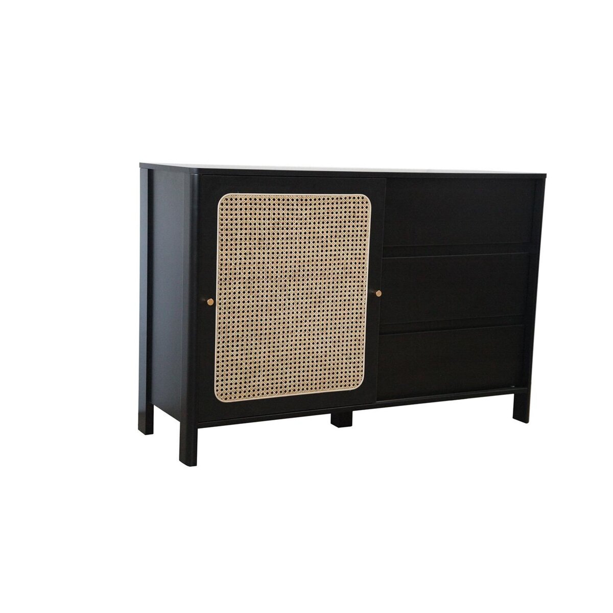 CONCEPT USINE Buffet en bois noir et cannage BALI