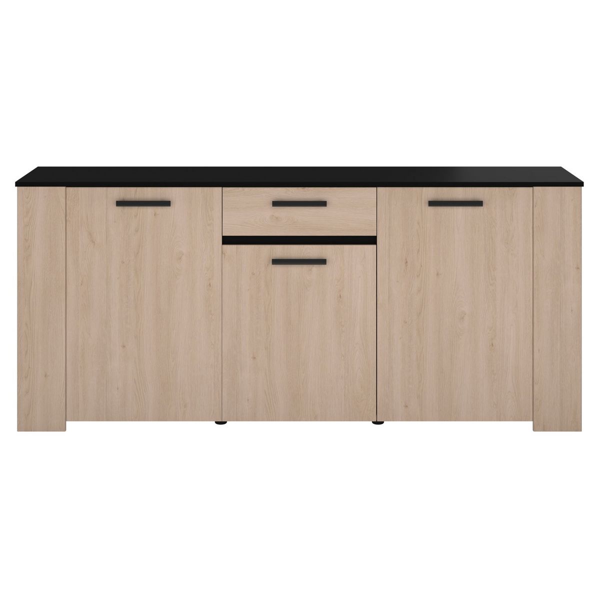 Ensemble table de séjour extensible L157/207 cm + buffet 3 portes + buffet haut LOLA