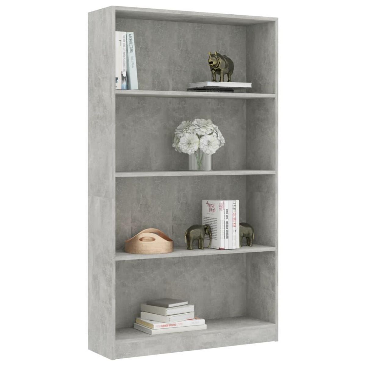 VIDAXL Bibliotheque a 4 niveaux Gris beton 80x24x142cm Bois ingenierie