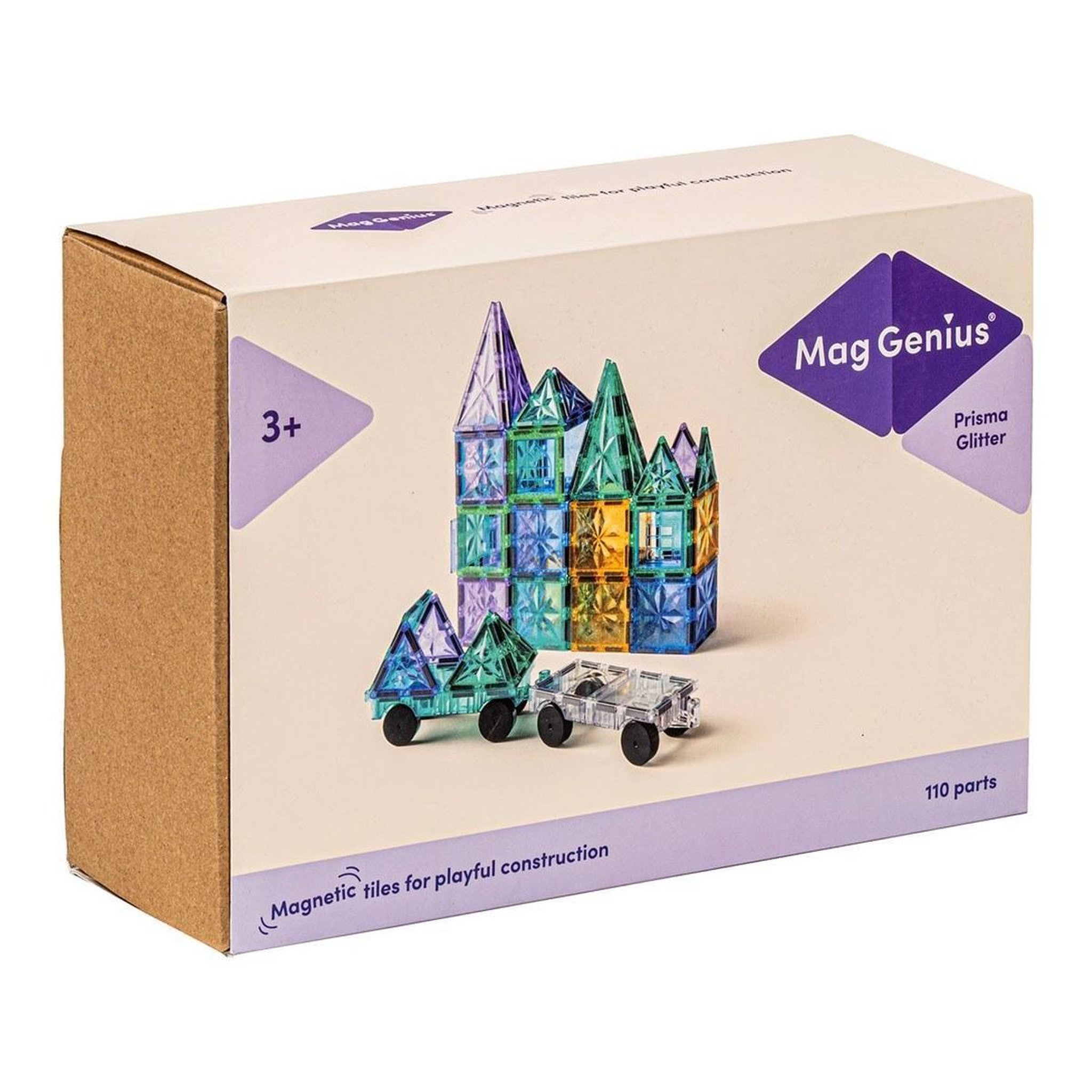 Voir la diapositive 2 : MAGGENIUS Blocs de construction magnétiques — Paillettes — 110 pièces