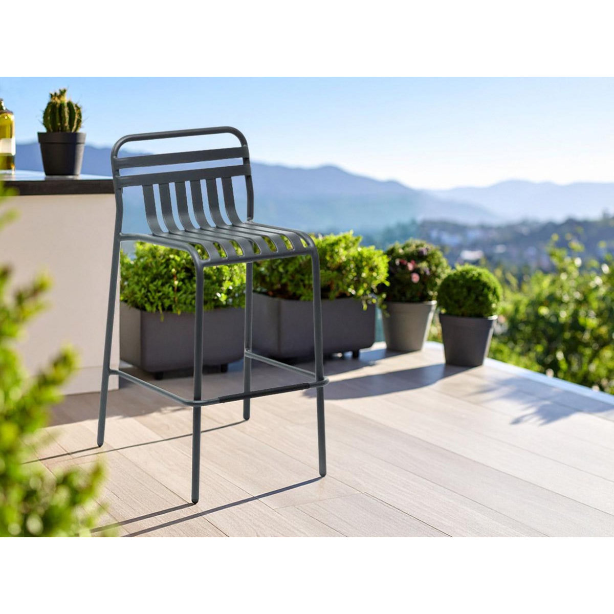 Jardiline Tabouret de jardin haut Miami avec dossier empilable - Jardiline