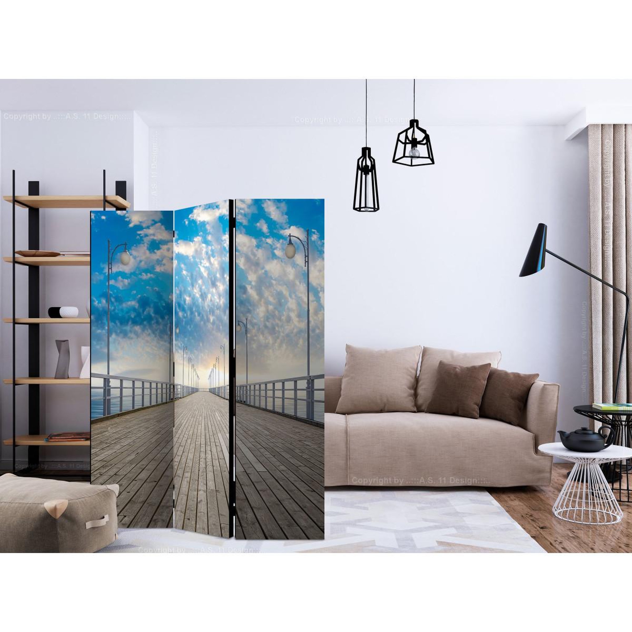 Voir la diapositive 2 : Paris Prix Paravent 3 volets  the pier  135x172cm