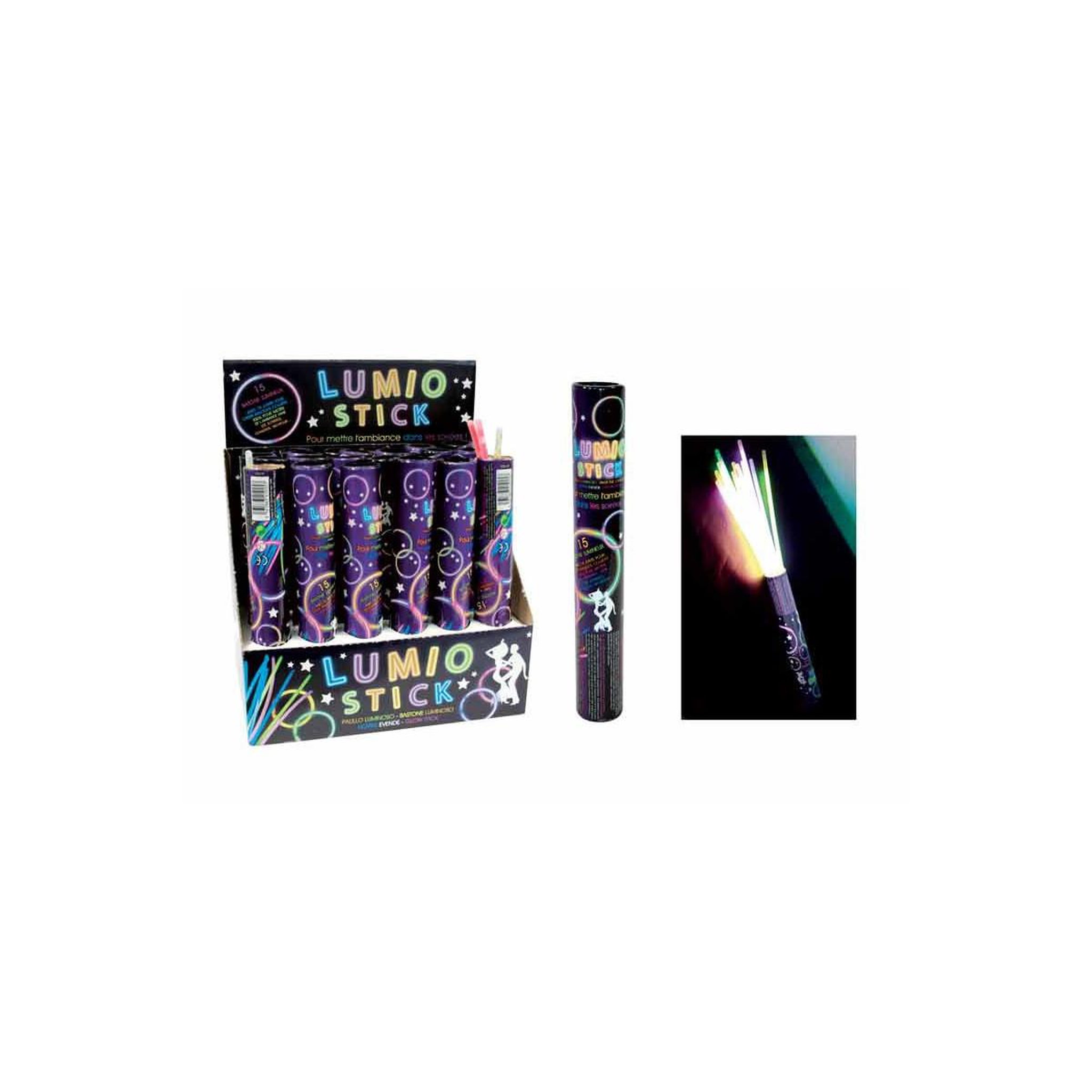 Voir la diapositive 4 : PARTY TIME Lot de 15 bâtons lumineux  lumio stick  20cm noir