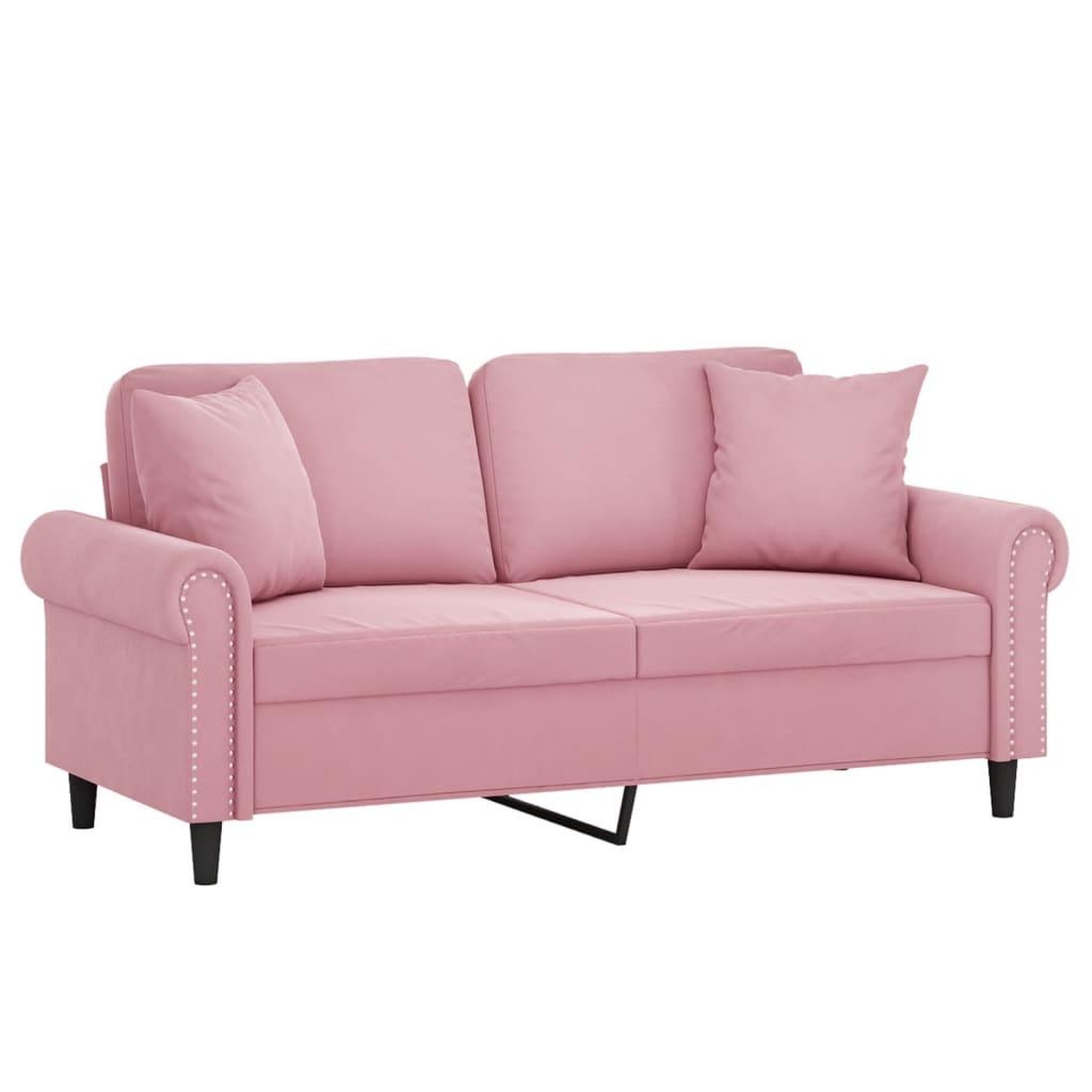 Voir la diapositive 3 : VIDAXL Canape 2 places avec oreillers decoratifs rose 140 cm velours