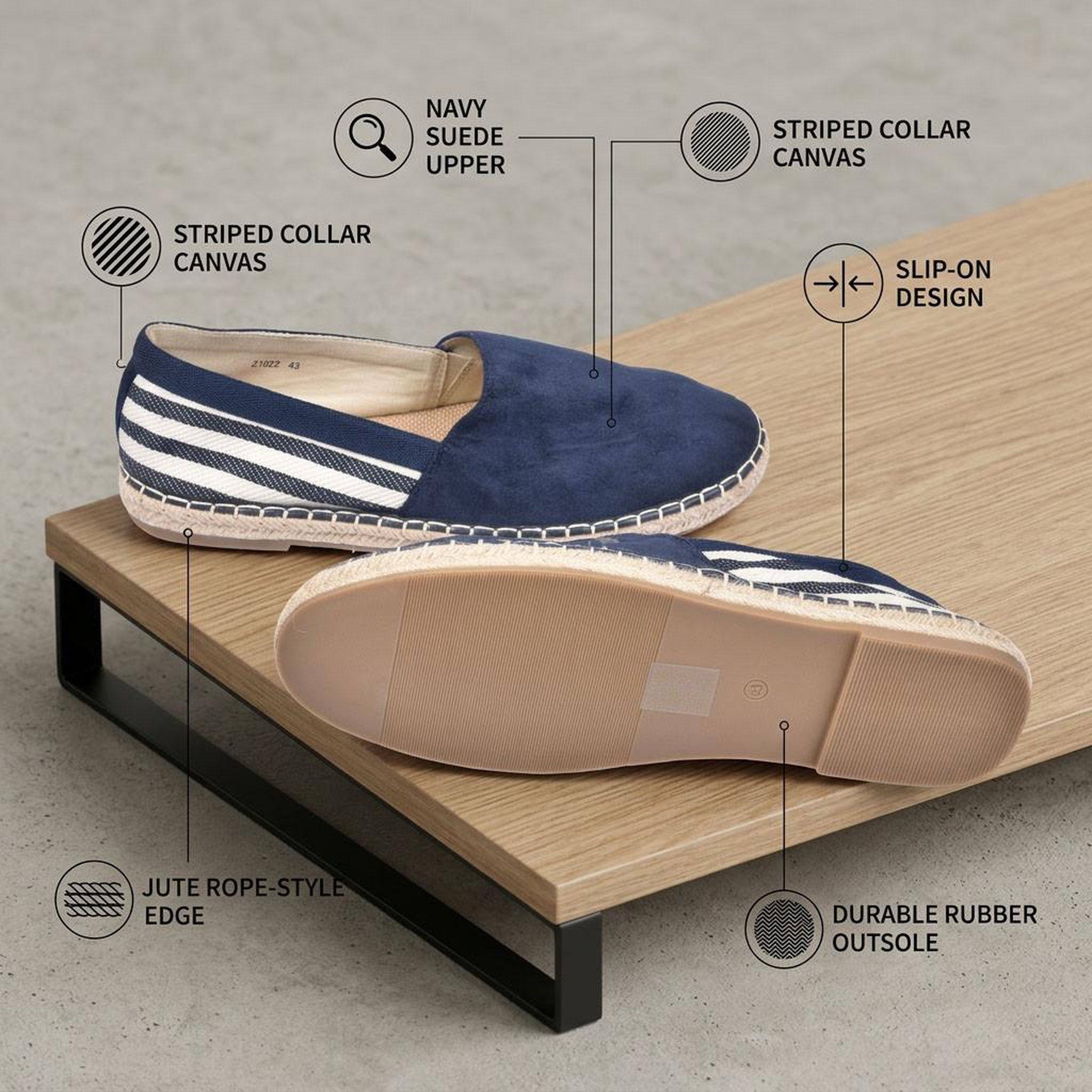 Voir la diapositive 4 : OZABI OZABI Espadrilles homme élégantes été slip-on style chic décontracté