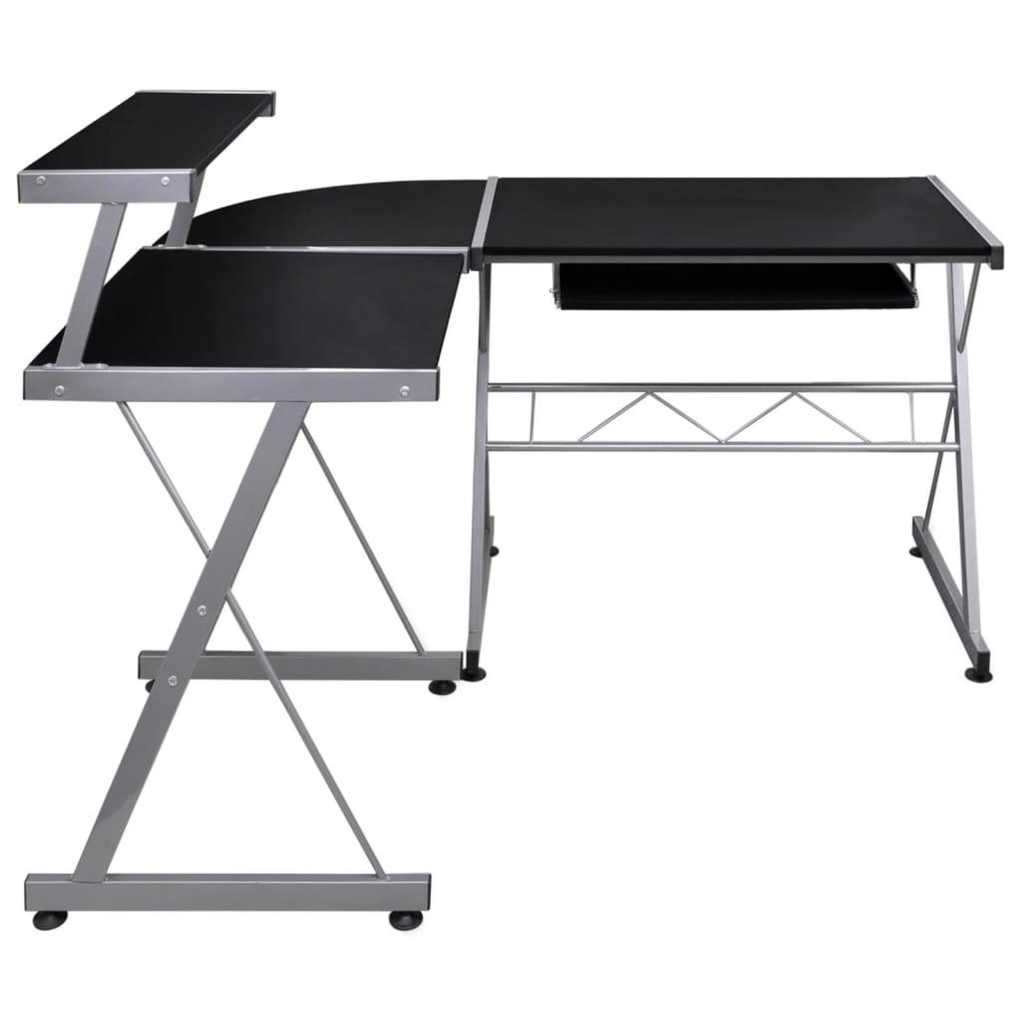 Voir la diapositive 3 : VIDAXL Bureau d'ordinateur d'angle Noir 132x112x99cm Bois d'ingenierie