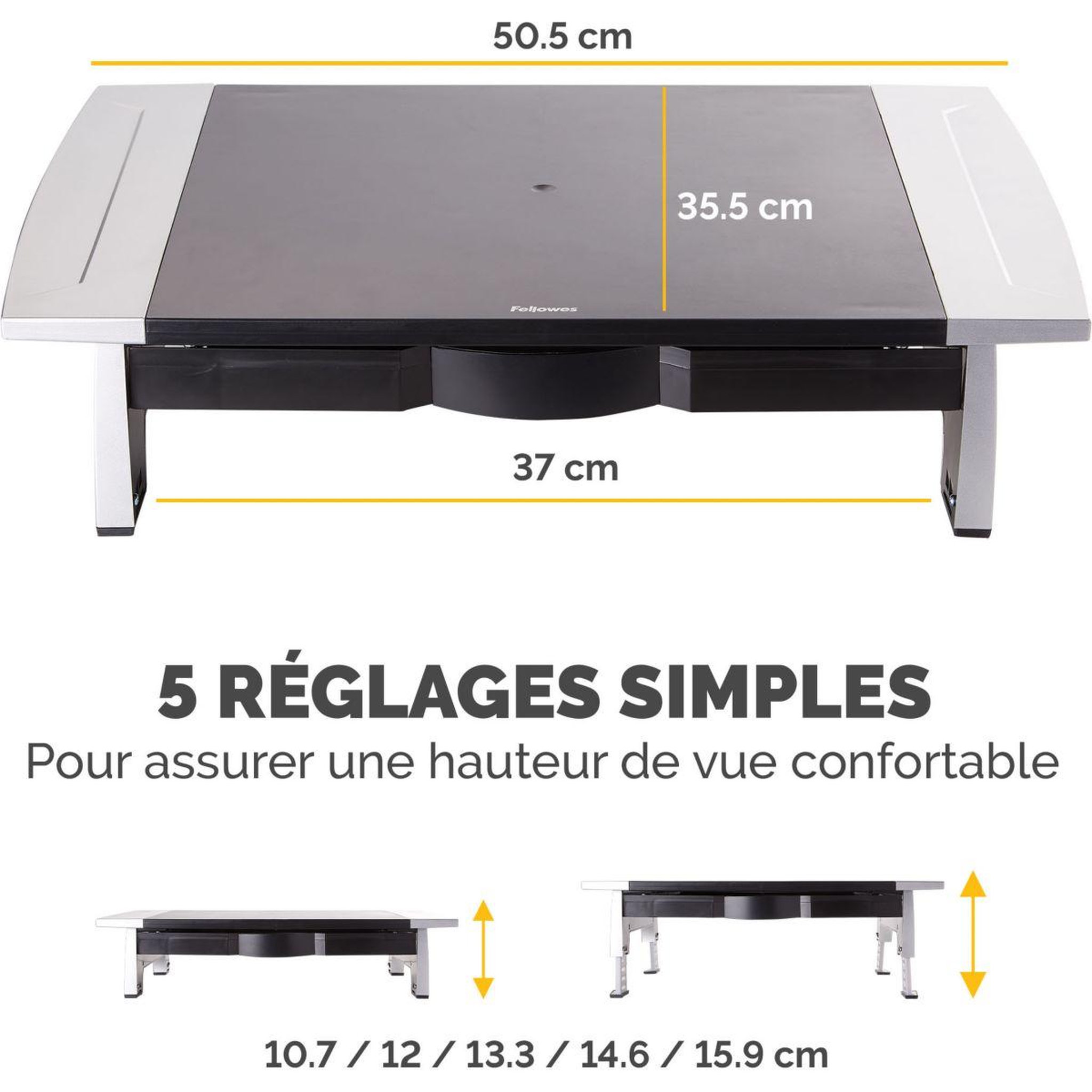 Voir la diapositive 4 : Fellowes Support moniteur réglable standard office suite