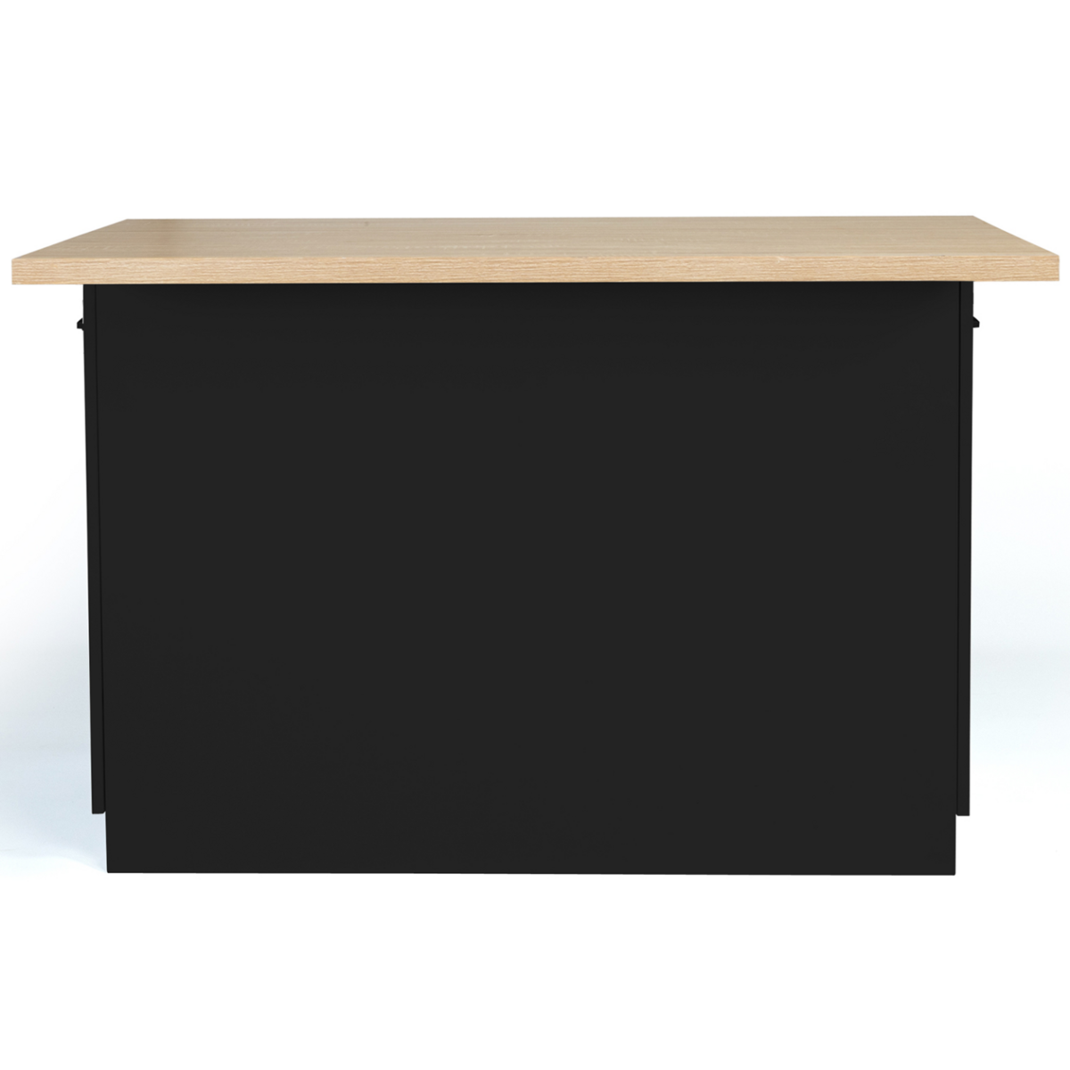 ID MARKET Ilot central IVO 120 cm bois noir avec plan de travail façon hêtre