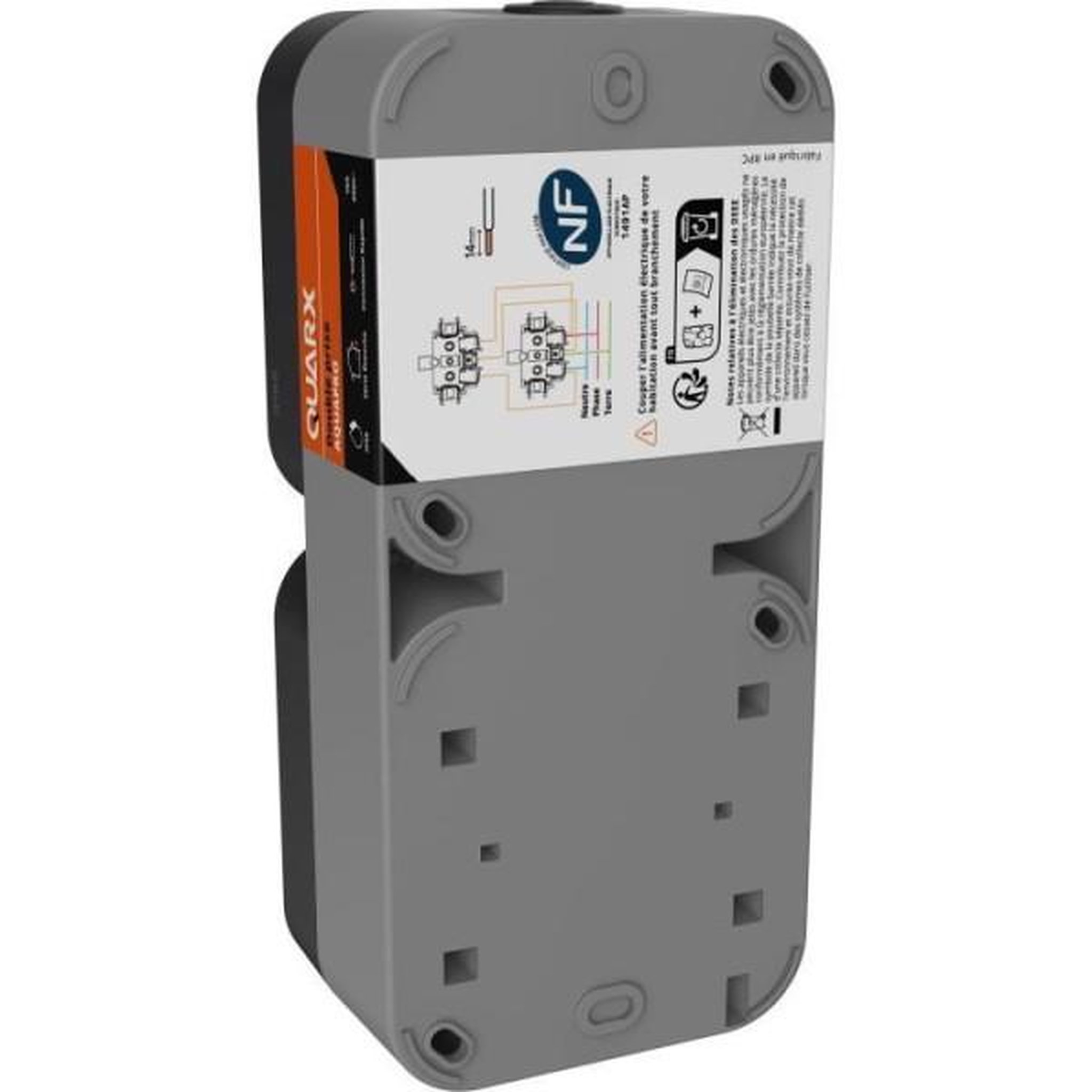Voir la diapositive 2 : MARKET24 Double prise - quarx - aqua pro - extérieure, verticale, ip55, 250v, 16a