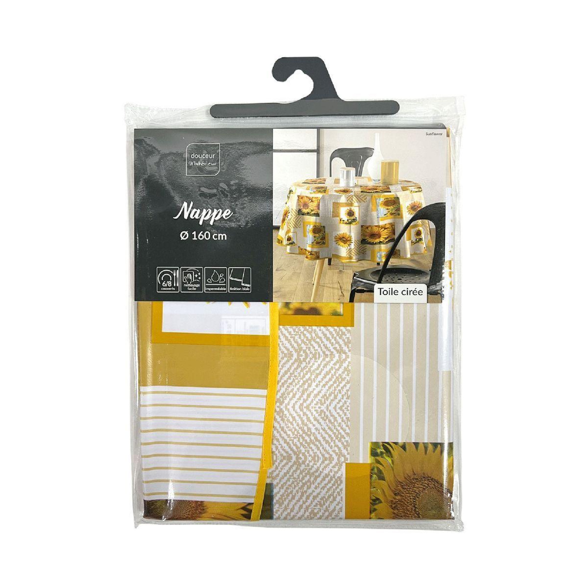 Voir la diapositive 2 : Douceur d'Intérieur Nappe toile cirée ronde  sunflower  160cm jaune