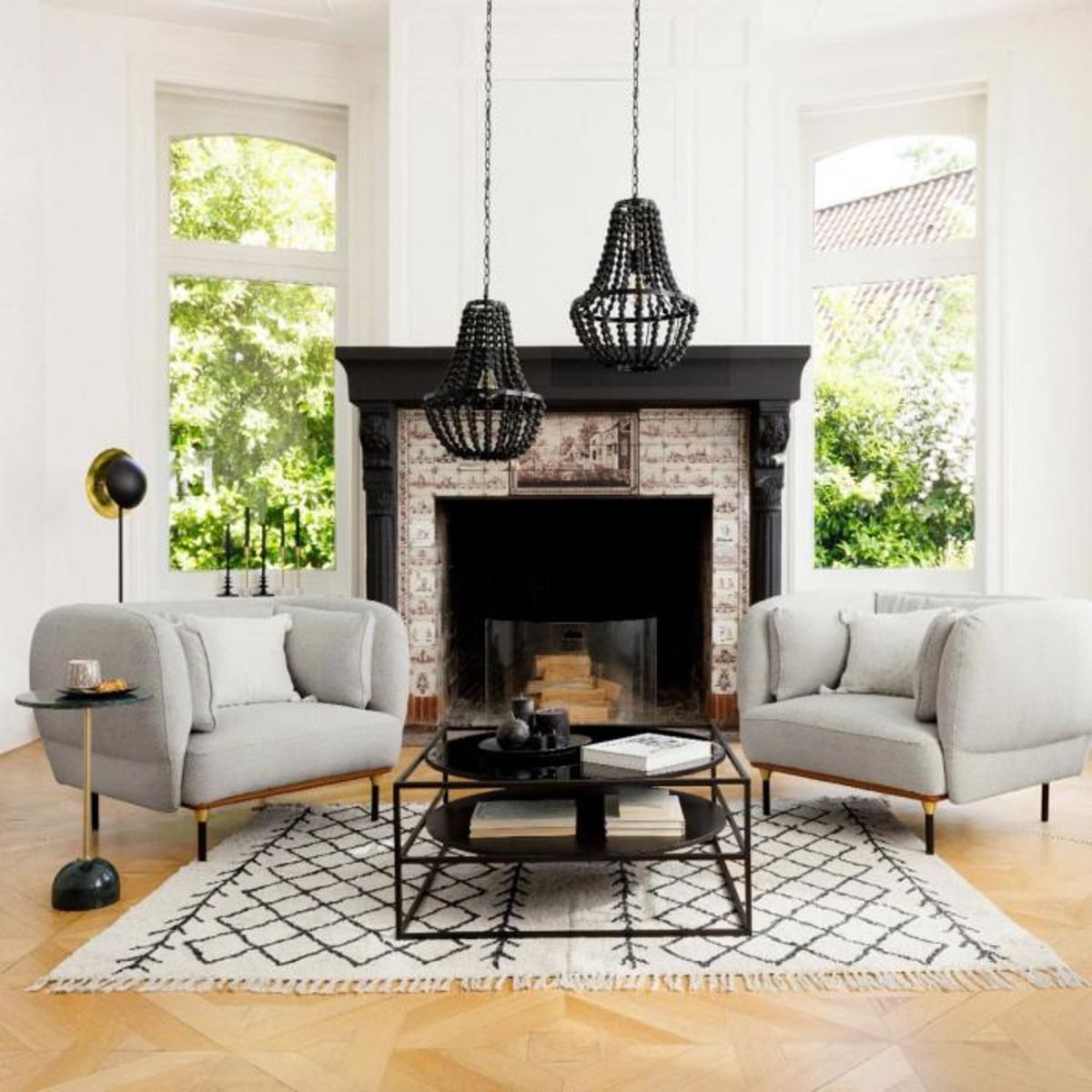 ATMOSPHERA Lampadaire en Métal  Estee  144cm Noir