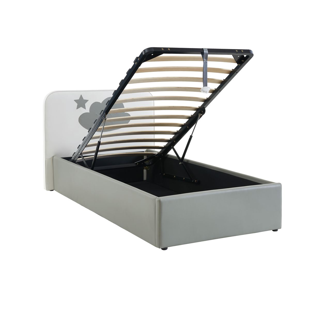 Lit coffre enfant 90x190 cm avec sommier et tête de lit NUAGE