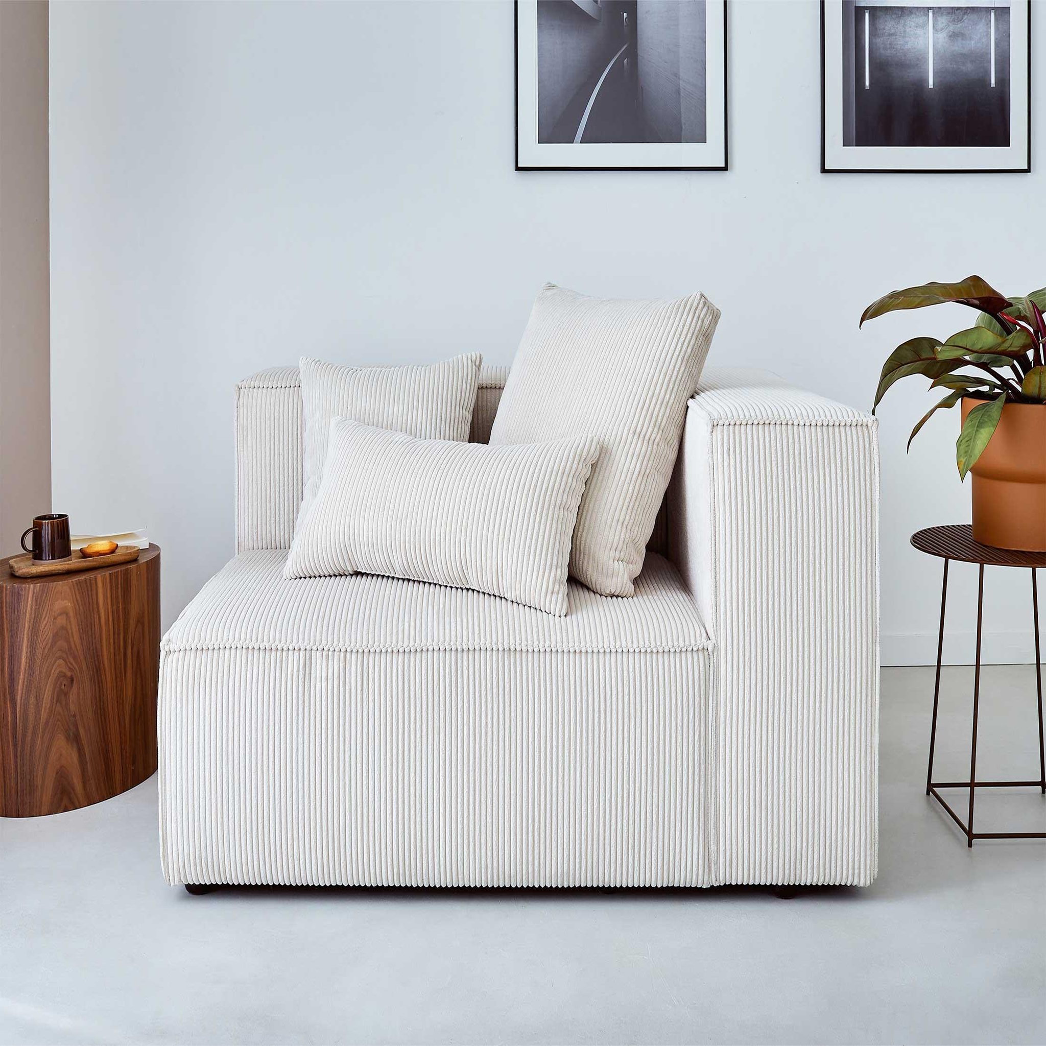 Voir la diapositive 2 : LISA DESIGN Colombine - module d'assise droit - en velours côtelé